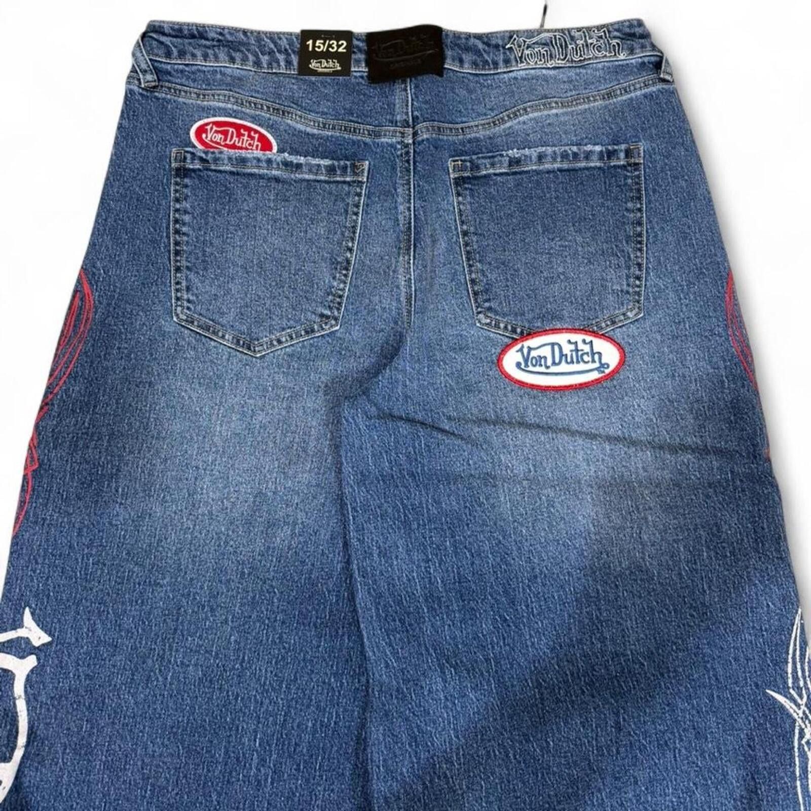 Von Dutch Y2K style Von Dutch wide leg jeans printed and patches desgn Size 32" / US 10 / IT 46 - 6 Thumbnail