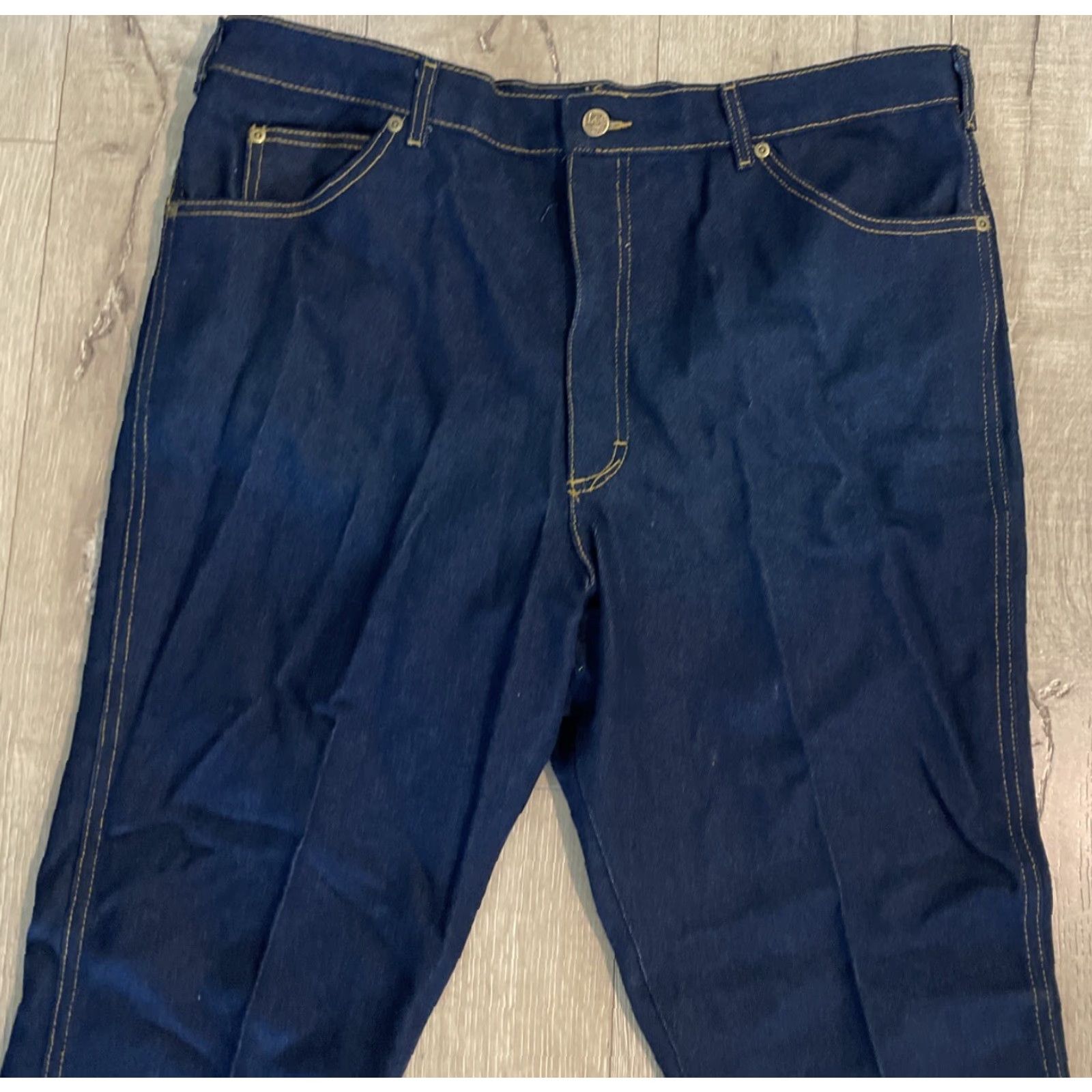 Lee VINTAGE Lee Riders Bootcut Jeans Men's 42x32 Regular Fit Dark Blue Denim USA Size US 42 / EU 58 - 3 Thumbnail