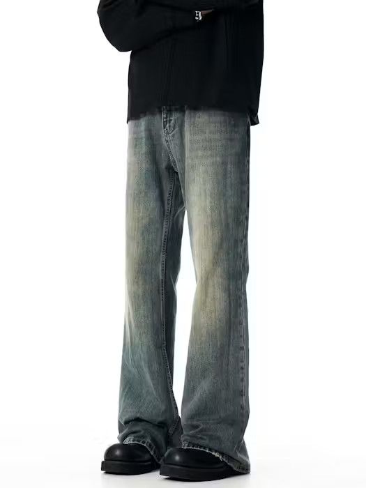image of Vintage Solid Color Loose Fitting Casual Jeans in Blue, Men's (Size 32)