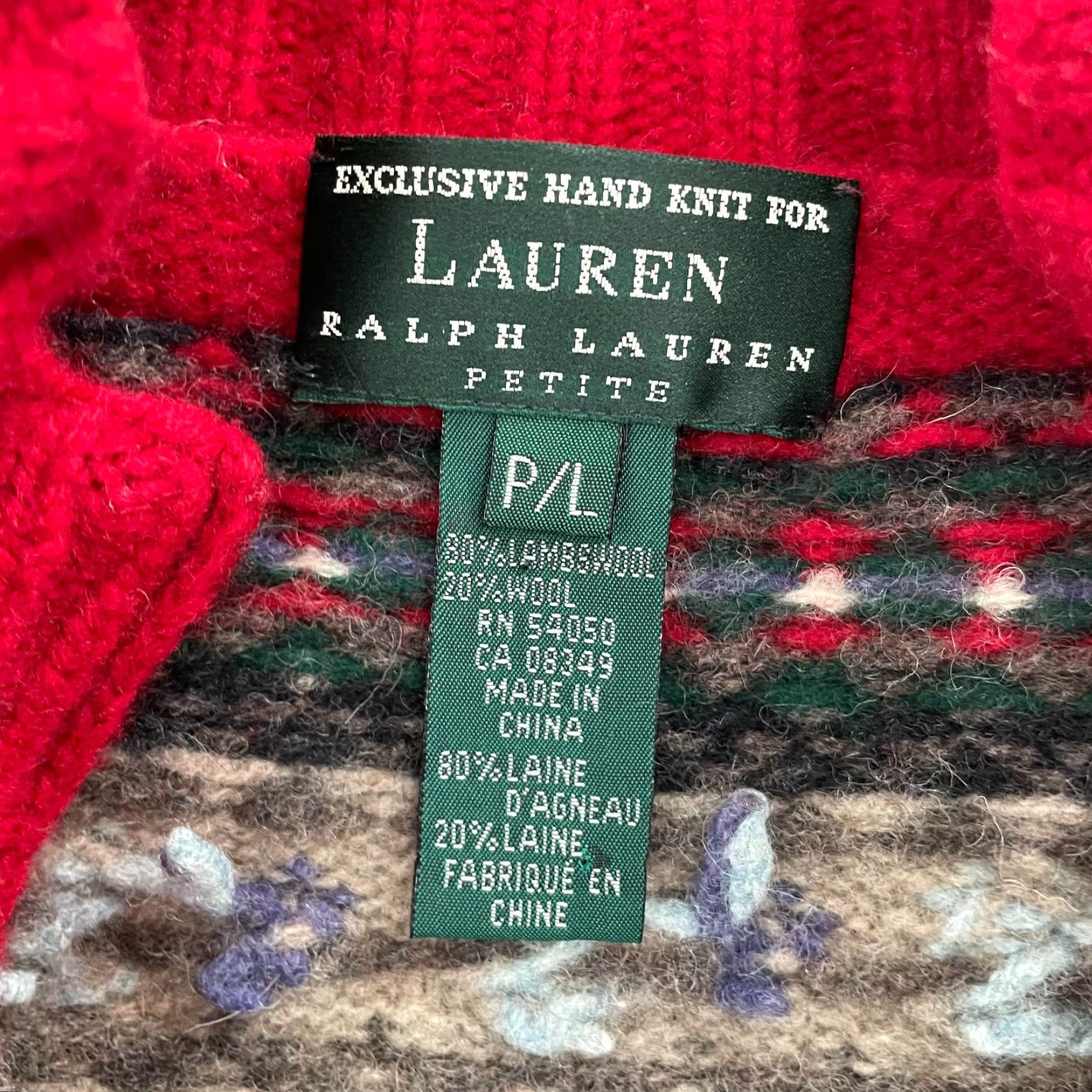 Ralph Lauren Lauren Ralph Lauren Sweater Womens P/L Red Full Zip Wool Hand Knit Fair Isle Size L / US 10 / IT 46 - 4 Thumbnail