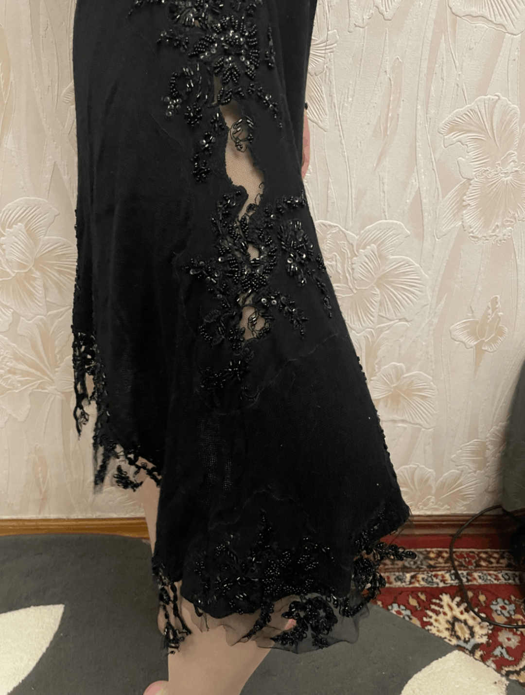 Other Black asymmetrical dress sequins and mesh inserts sz S/M Size S / US 4 / IT 40 - 2 Thumbnail