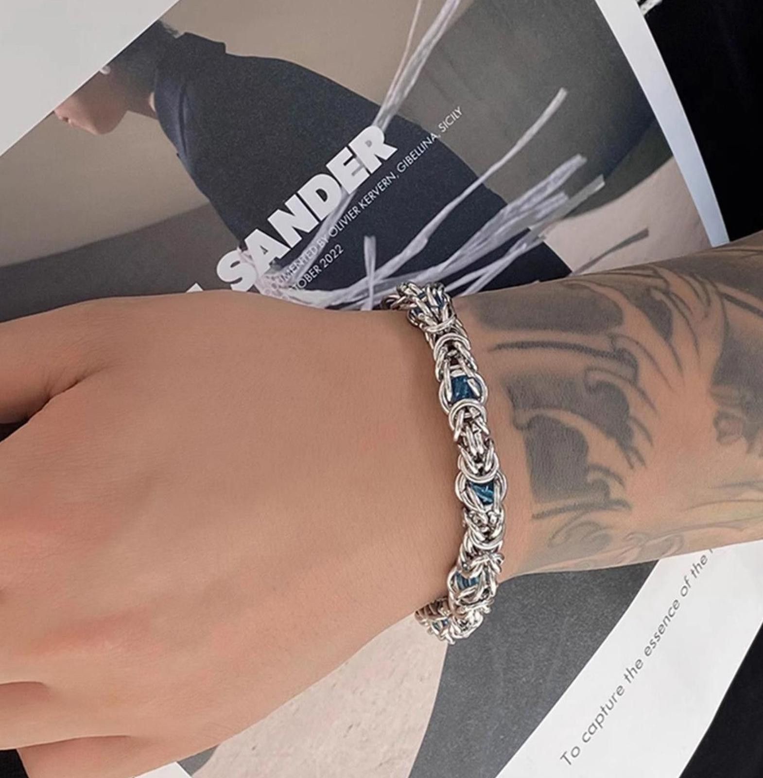 Other Chunky Chain Link Blue Gemstone Bracelet Size ONE SIZE - 1 Thumbnail