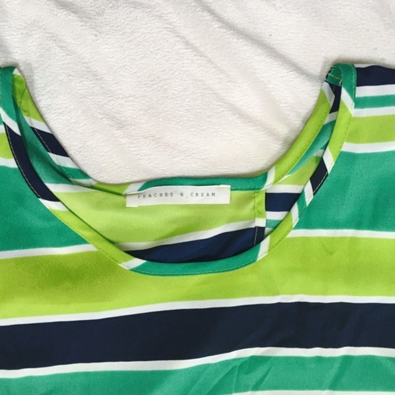 Other Peaches 'n Cream Green Striped Open Back Tie Blouse | Sz S Size S / US 4 / IT 40 - 3 Thumbnail