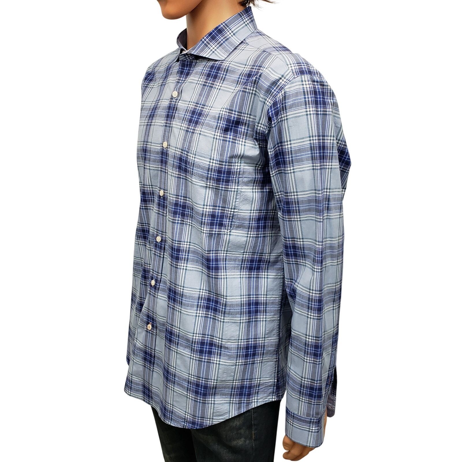 J.McLaughlin J. McLaughlin Contrast Collar Flip Cuff Dress Shirt XL Plaid Size US XL / EU 56 / 4 - 8 Thumbnail
