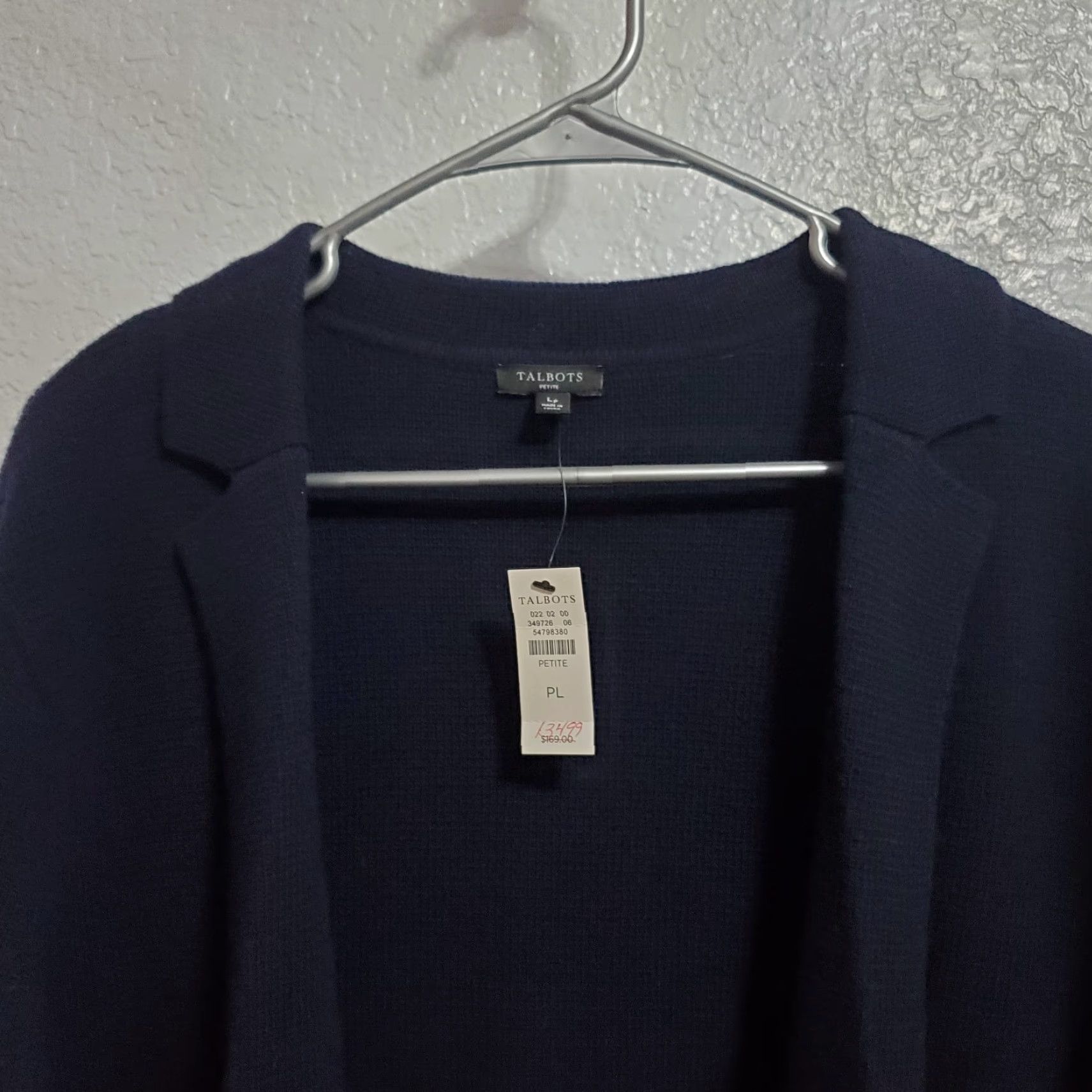 Talbots Talbots Wool Blend Knit Blazer Women Petite Large Navy Blue Open Sweater Jacket Size L / US 10 / IT 46 - 5 Thumbnail