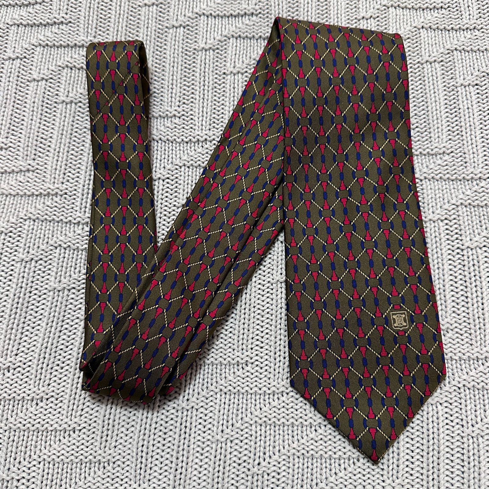 Celine Celine brown equestrian bit motif silk tie Size ONE SIZE - 1 Thumbnail