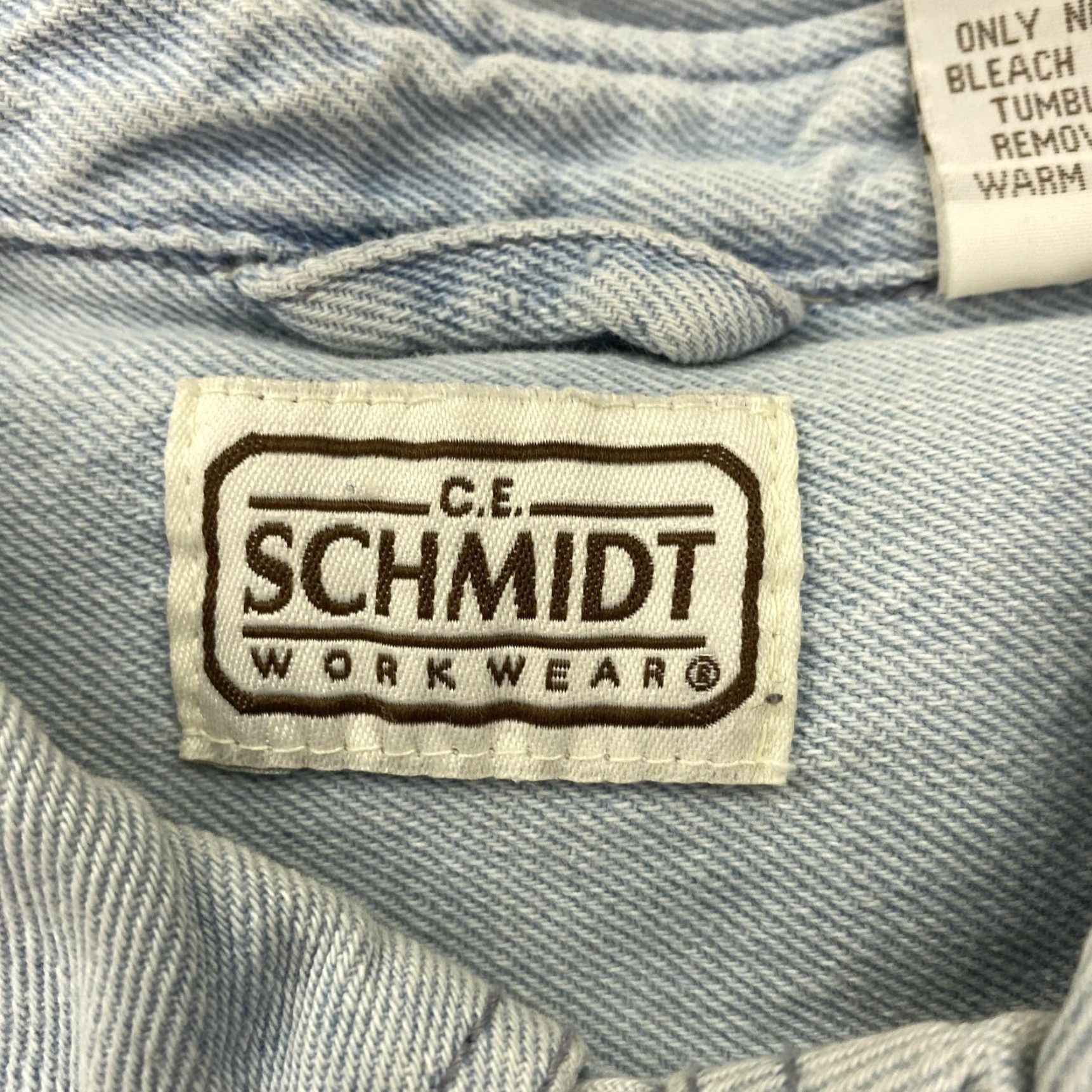 CO C.E. Schmidt Workwear Denim Shirt Men's Large Light Wash Button Up with Denver CO Patch Size US L / EU 52-54 / 3 - 5 Thumbnail
