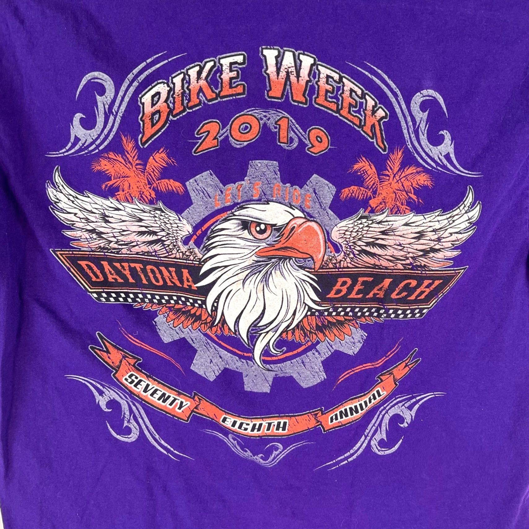Gildan Gildan T-Shirt Size L Purple Daytona Beach Bike Week 2019 Eagle Biker Motorcycle Mens Size US L / EU 52-54 / 3 - 7 Thumbnail