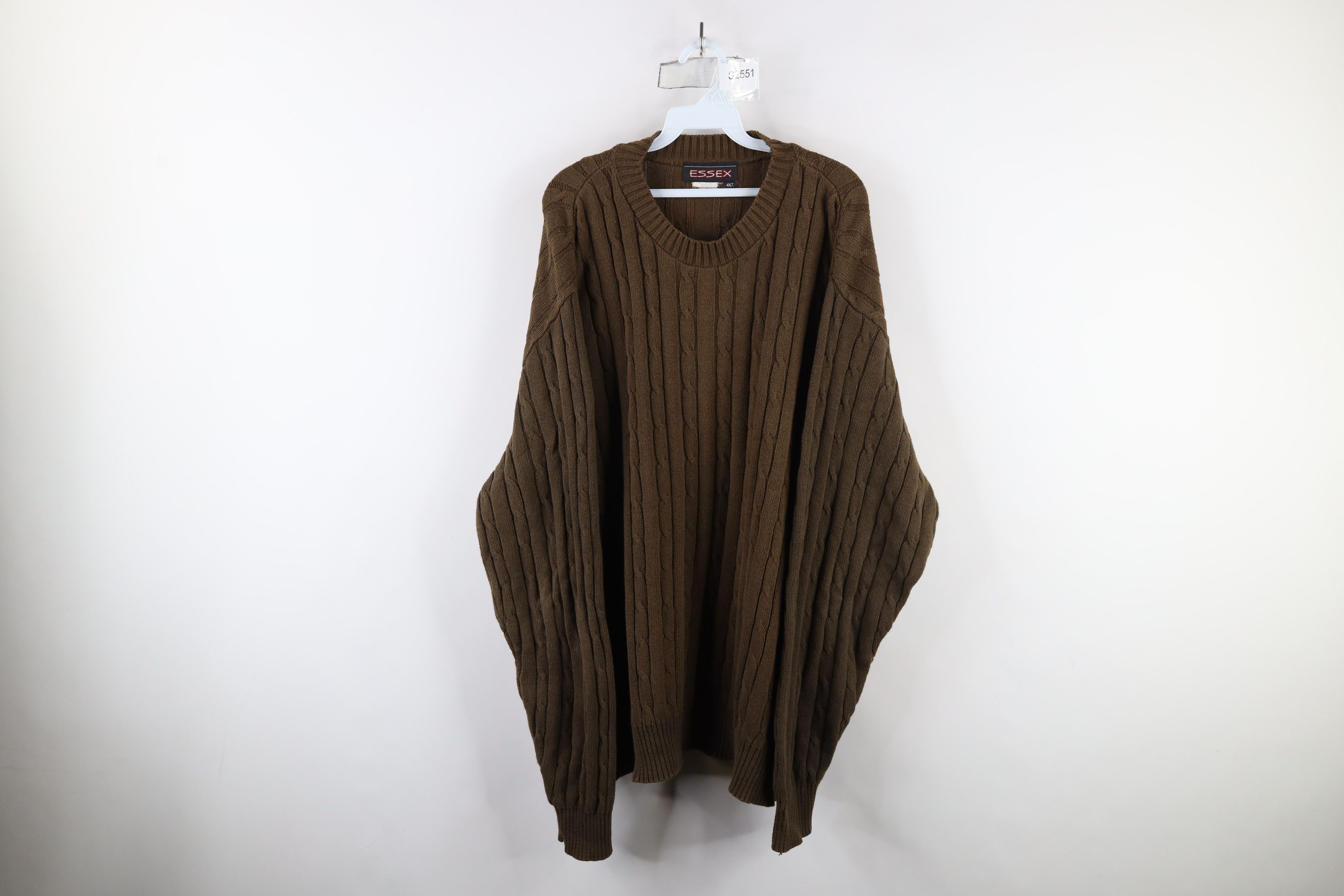 Vintage Vintage 90s Streetwear Faded Chunky Cable Knit Sweater Brown Size US XXL / EU 58 / 5 - 1 Thumbnail