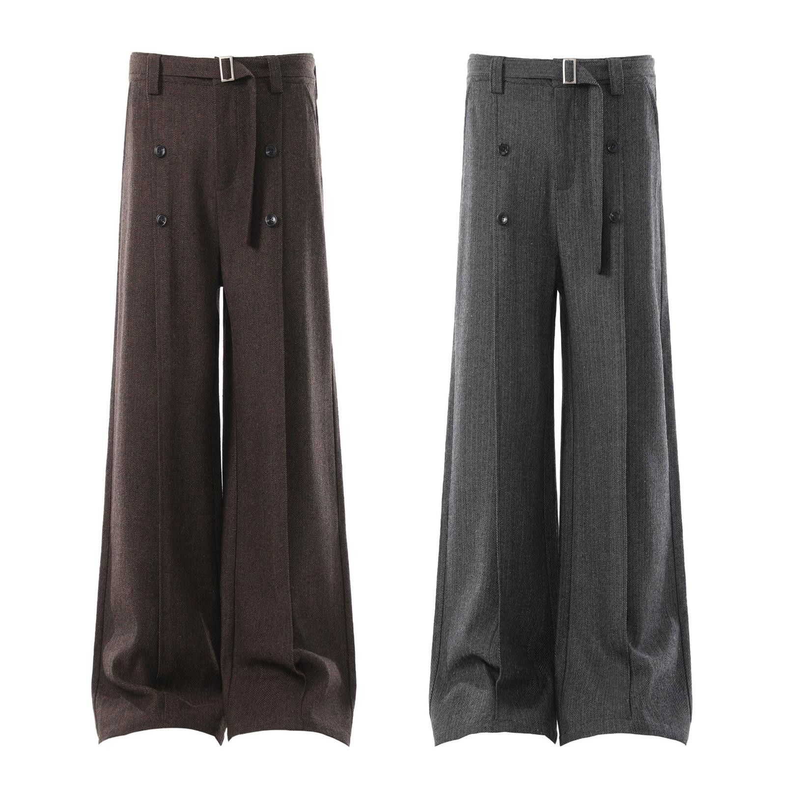 Vintage Gray Wide Leg Wool Pants, Loose Fit Trousers Size US 32 / EU 48 - 5 Thumbnail