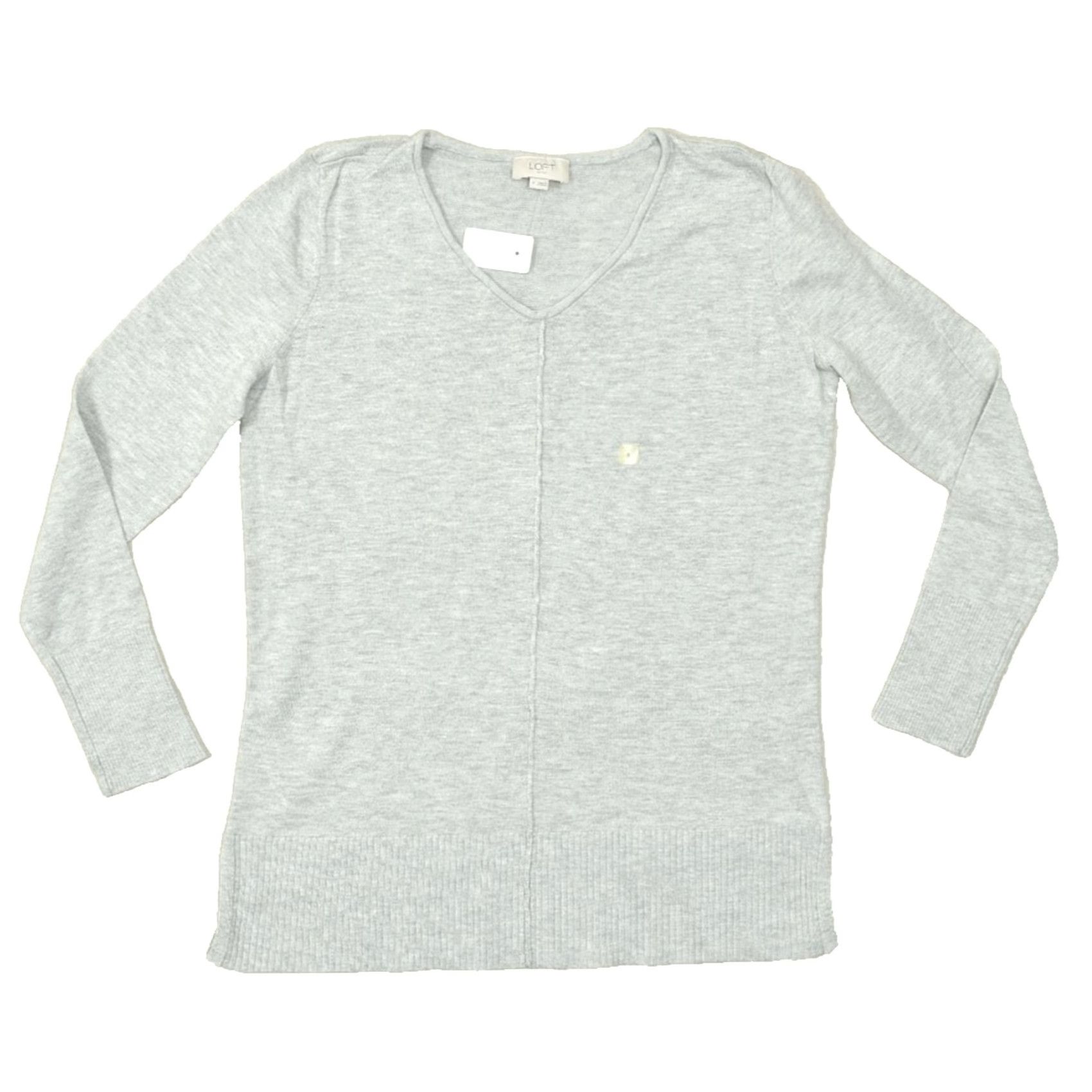 Loft LOFT Women S Gray V-Neck Long Sleeve Ribbed Hem Pullover Sweater NWT Size S / US 4 / IT 40 - 2 Thumbnail