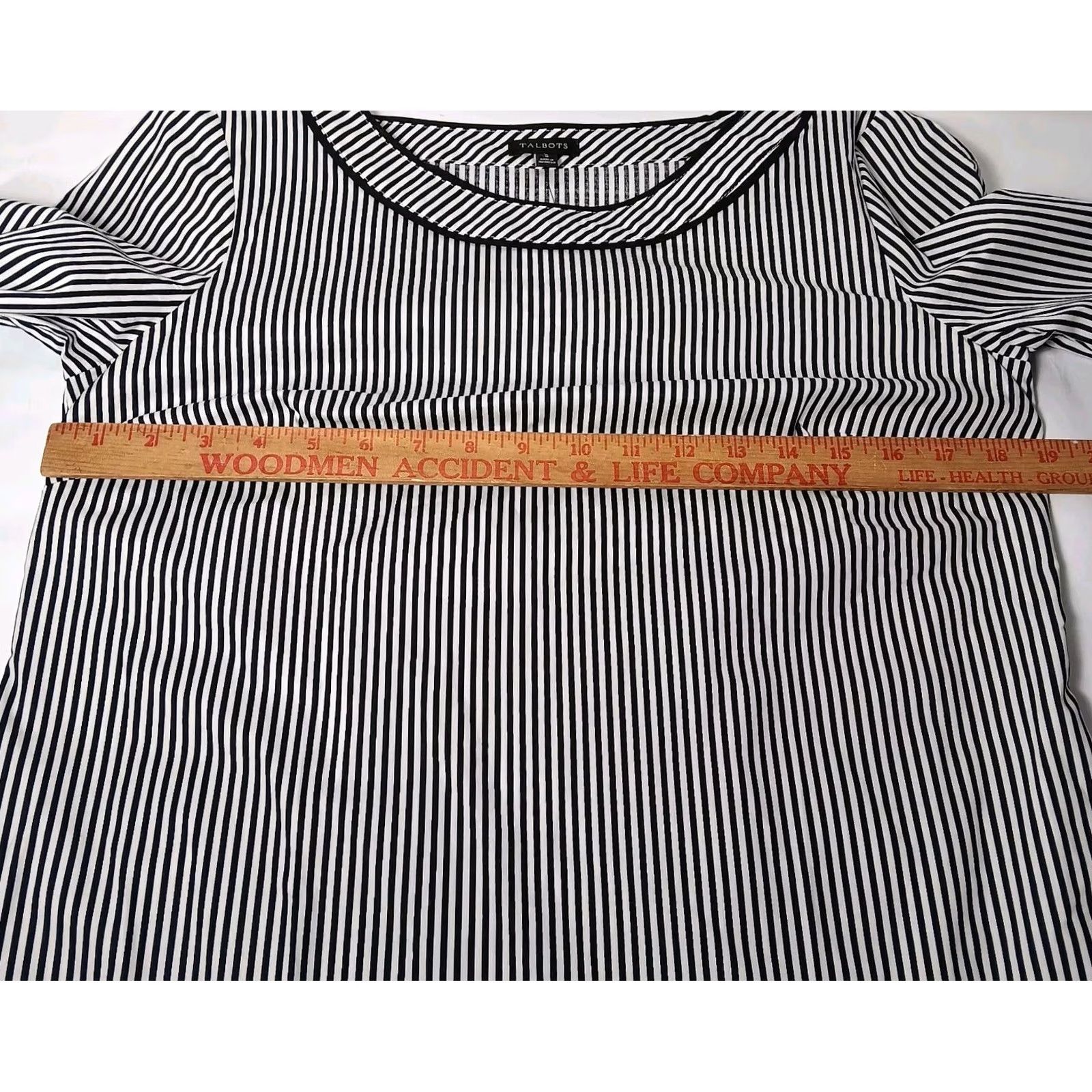 Talbots Talbots Blouse Shirt Women Small White Black Striped Round Neck Long Sleeve Zip Pullover Classic Casual Business Travel Size S / US 4 / IT 40 - 3 Thumbnail