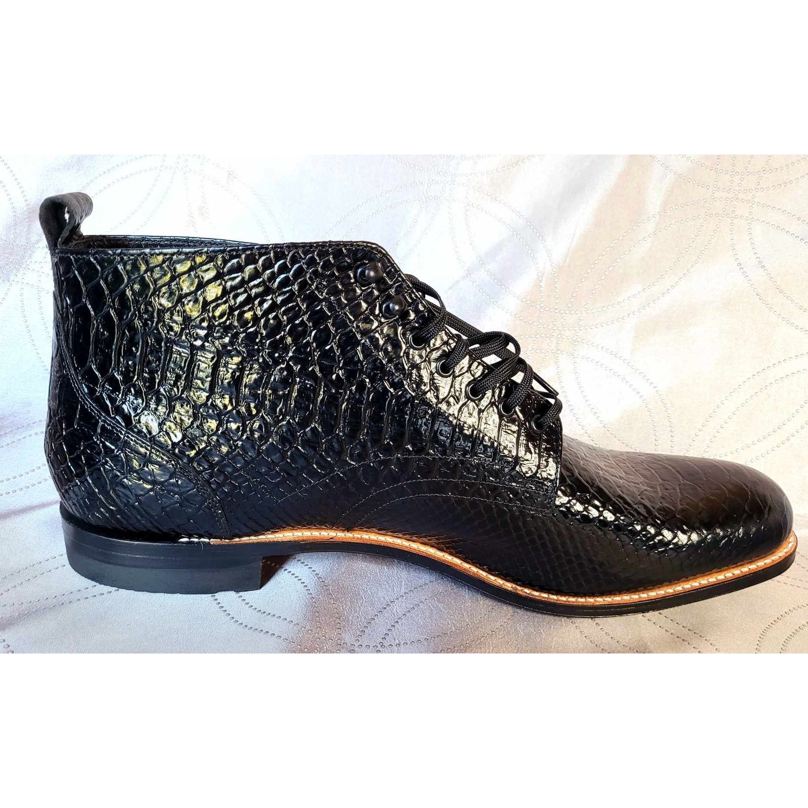 Stacy Adams NEW Size 14D Stacy Adams Black Leather High Top Boots Shoes Size US 14 / EU 47 - 6 Thumbnail