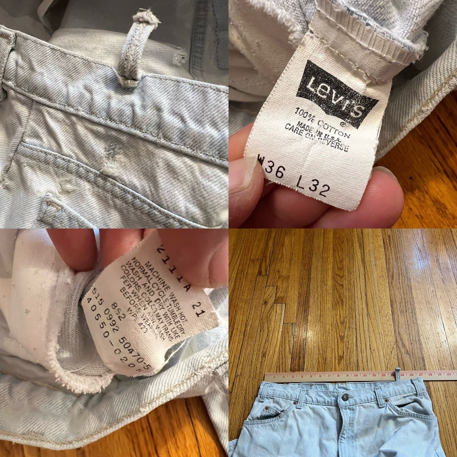 Levi's VINTAGE Levi’s Jea ns Mens 36 X32 Light Wash 550 Orange Tab Distressed Straight Jeans 34x30.5 Mens Size US 36 / EU 52 - 8 Thumbnail