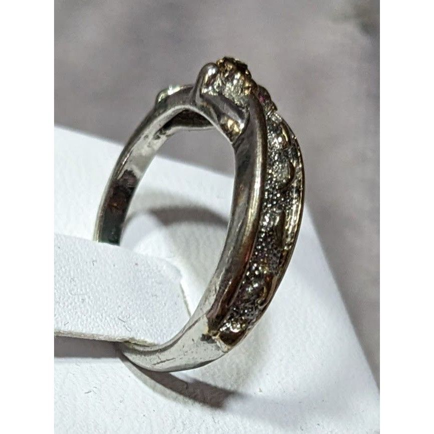 Other Religious Footprint And Cross Christian Silver Tone Ring Size ONE SIZE - 8 Thumbnail