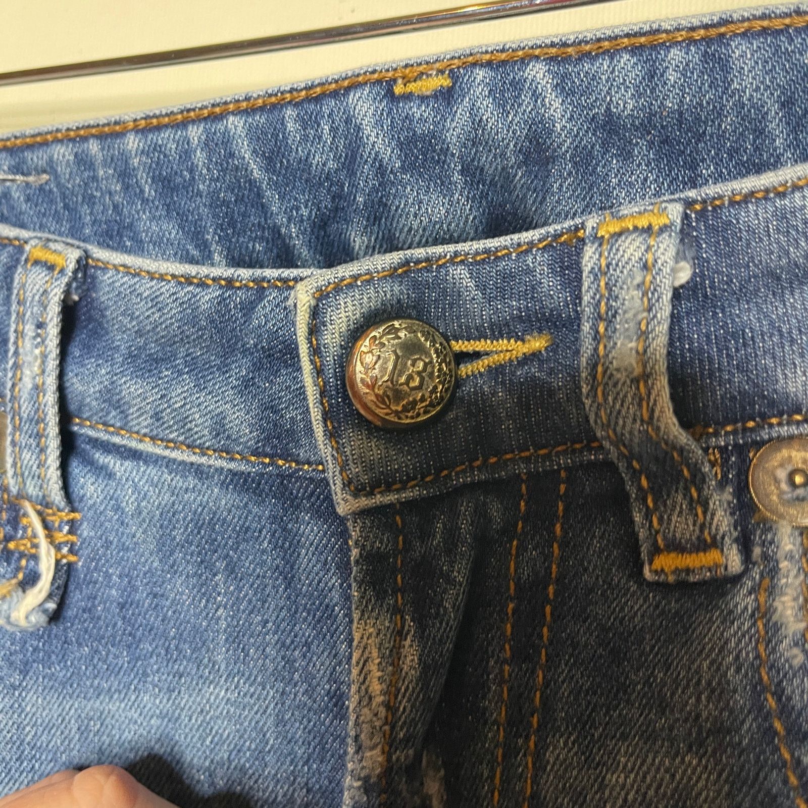 R13 R13 Blue Distressed Kick Flare Cro Jeans Sz 27 Size 27" / US 4 / IT 40 - 3 Thumbnail