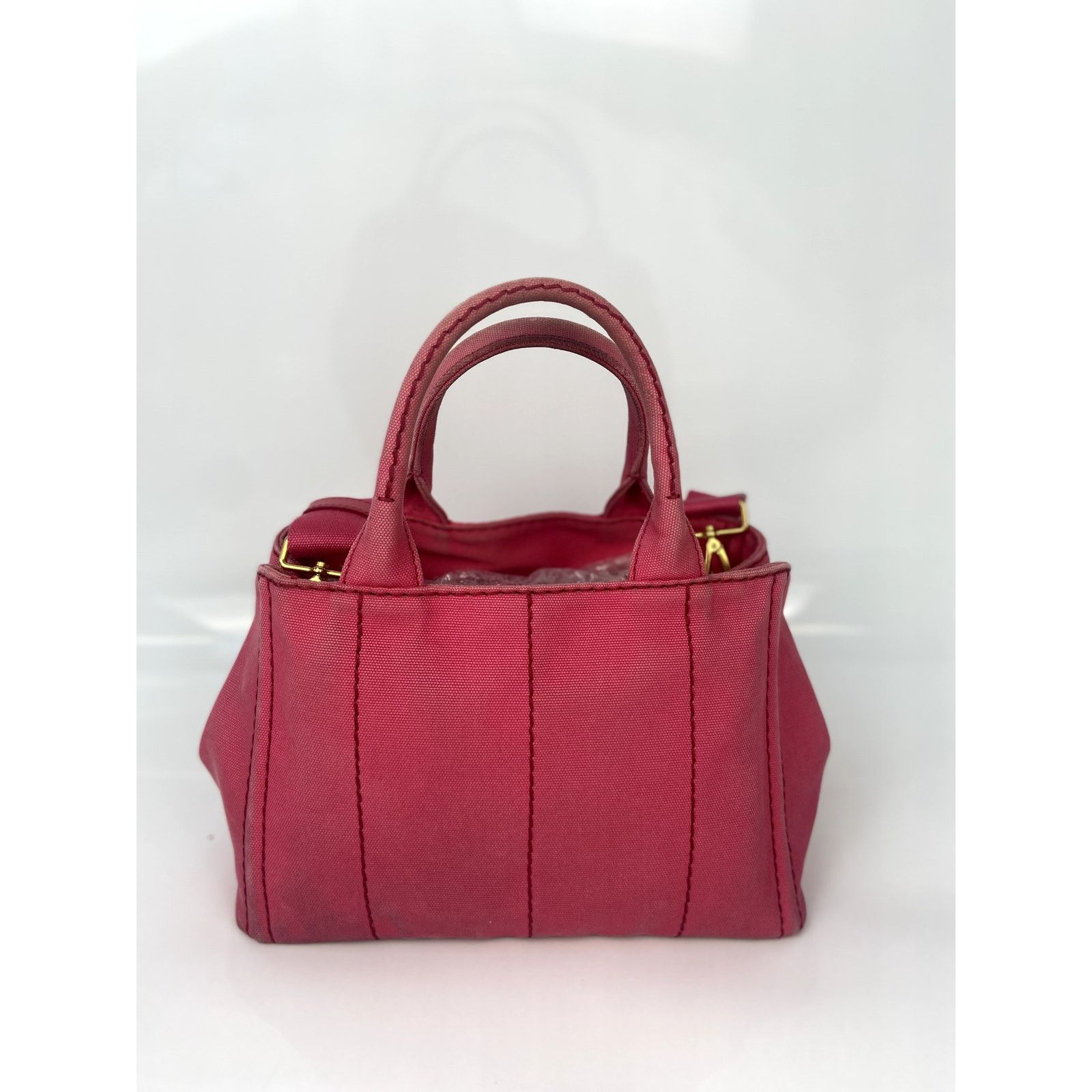 Prada Prada Pink Canapa Canvas Logo Print Tote Size ONE SIZE - 3 Thumbnail