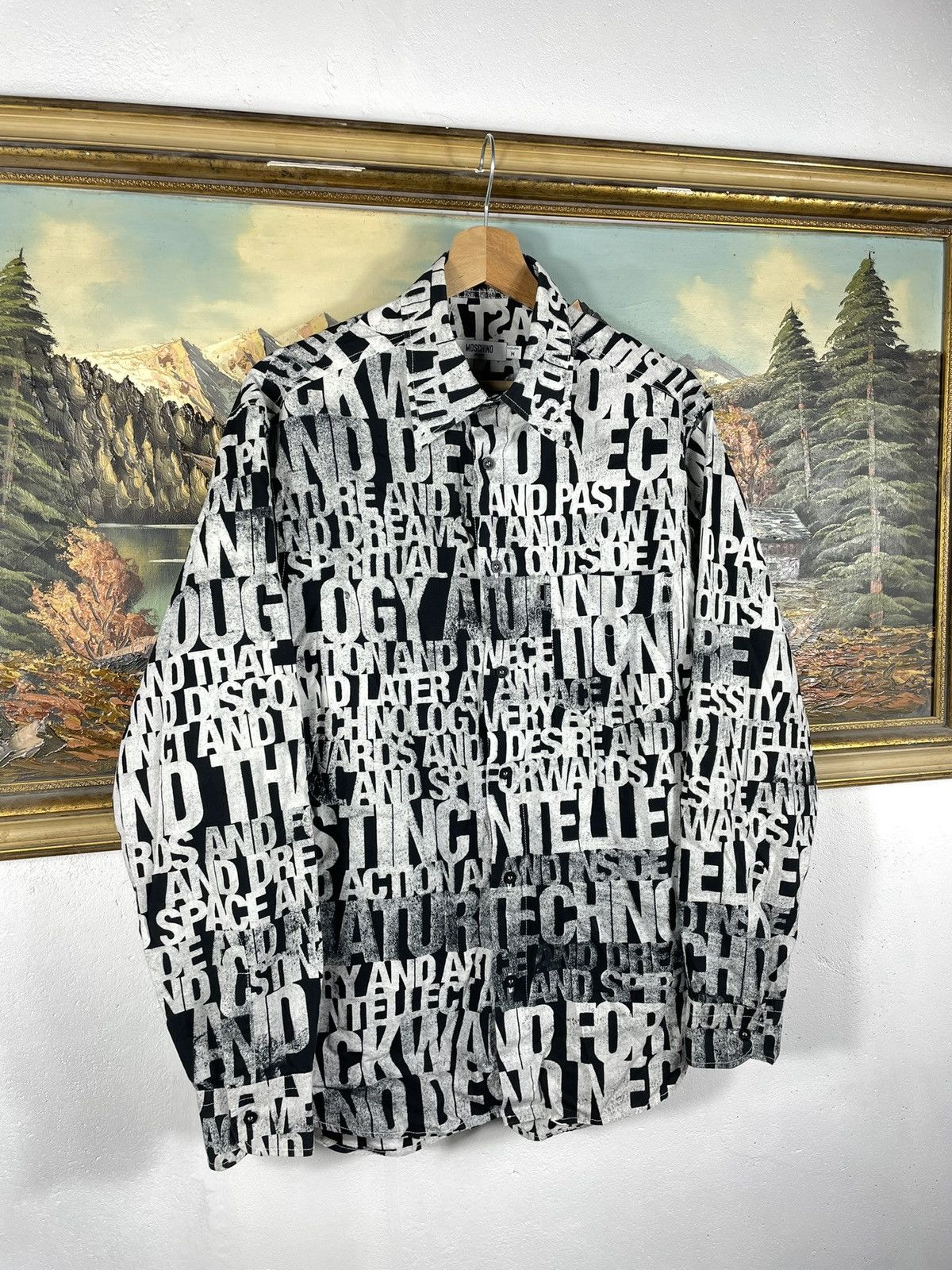 Moschino × Vintage Black White Monogram Vintsge Retro 00s Shirt Moschino Size US M / EU 48-50 / 2 - 3 Thumbnail