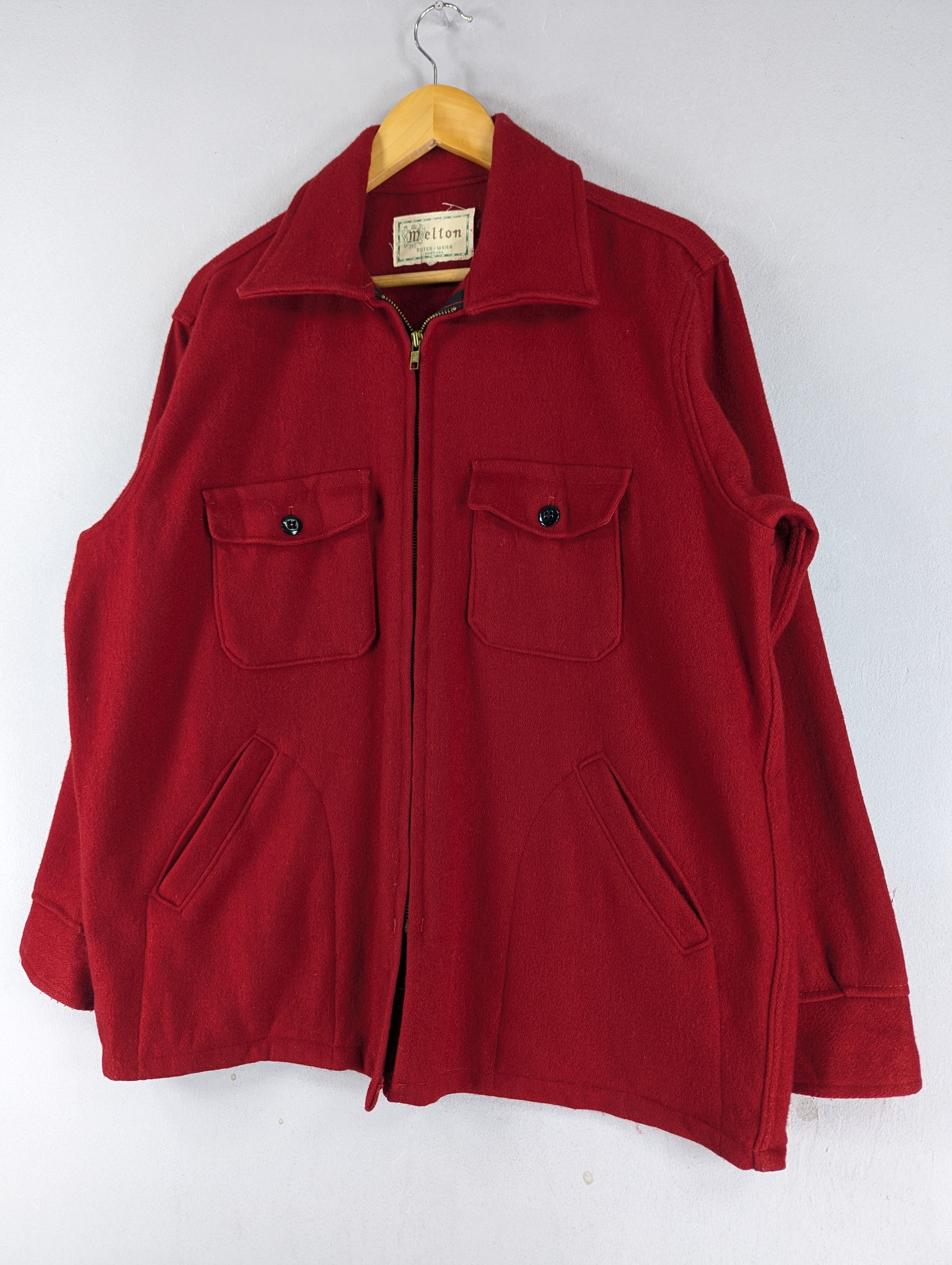 Vintage Vintage 1980s Melton Red Wool Jacket Size US L / EU 52-54 / 3 - 2 Thumbnail