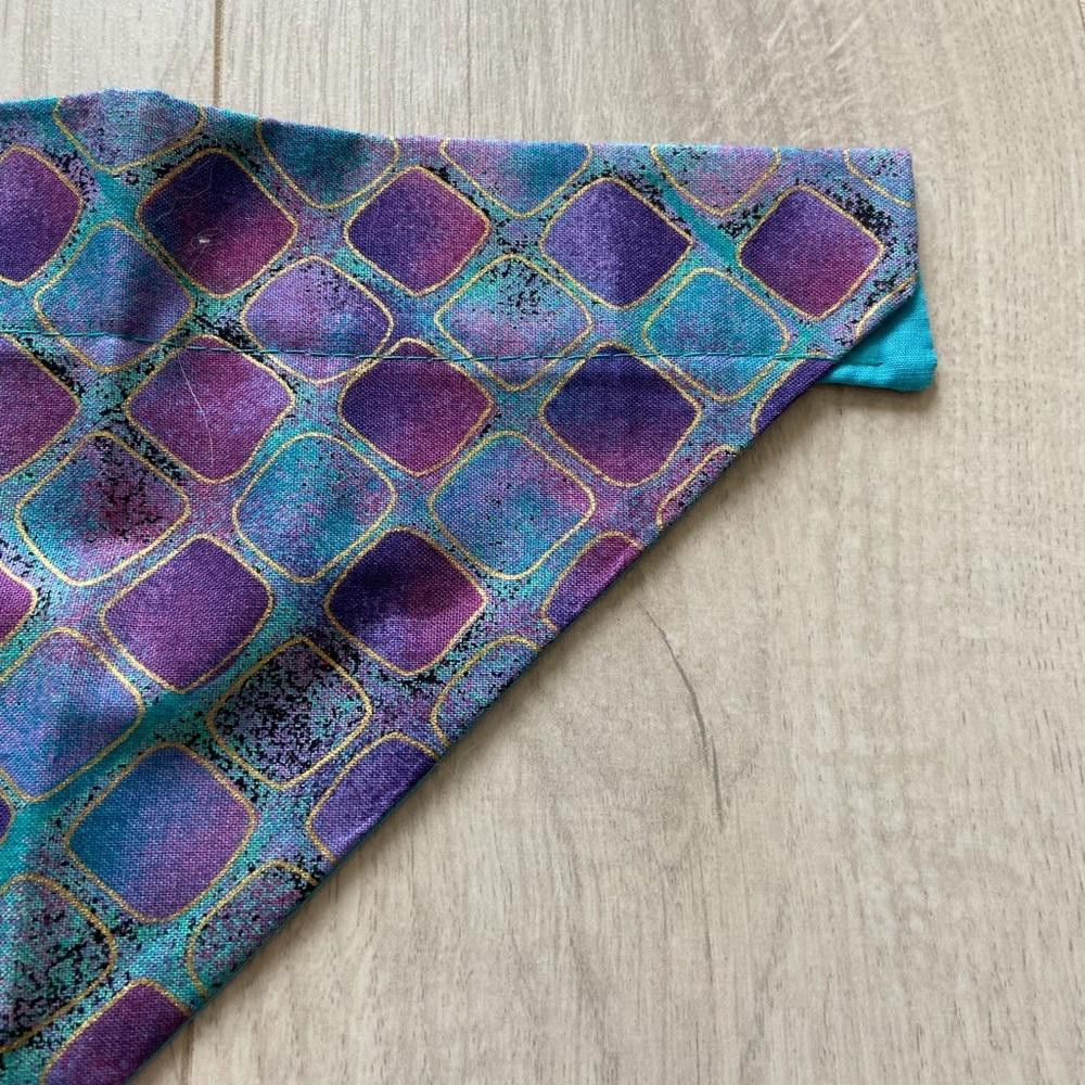 Designer Blue Patterned Dog Bandana Size ONE SIZE - 2 Thumbnail