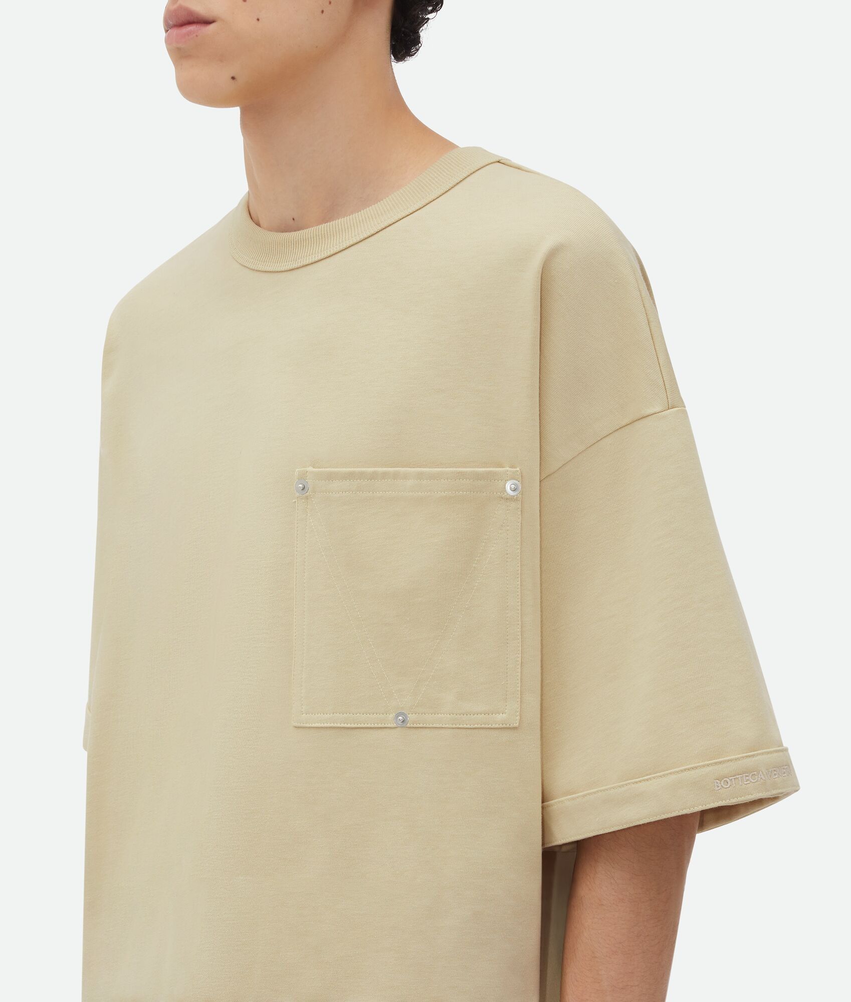Bottega Veneta o1n1vont0625 Cotton Jersey T-Shirt in Beige Size US L / EU 52-54 / 3 - 4 Thumbnail
