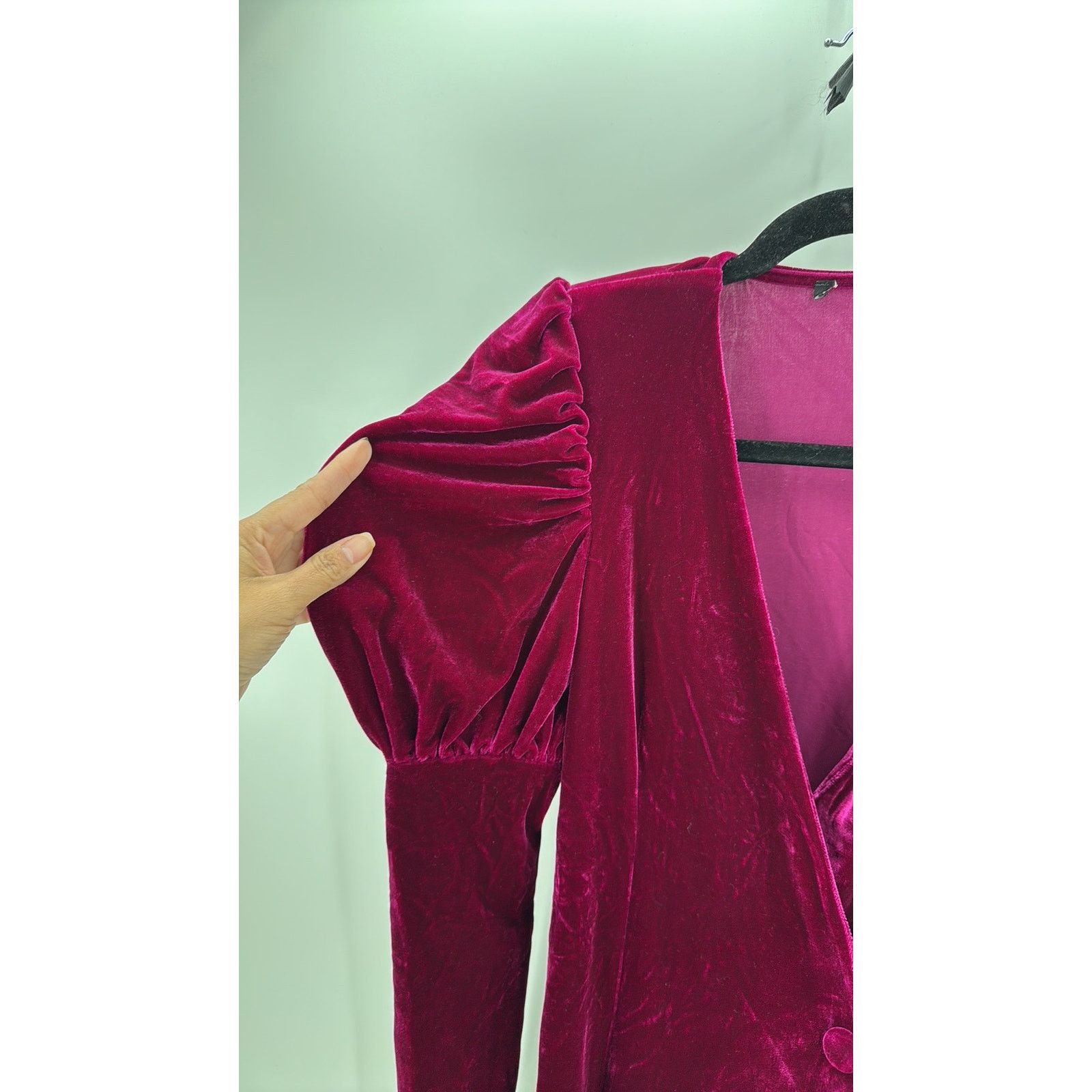 Boohoo Boohoo Deep Pink velvet button bodycon sz S western holiday Size S / US 4 / IT 40 - 5 Thumbnail