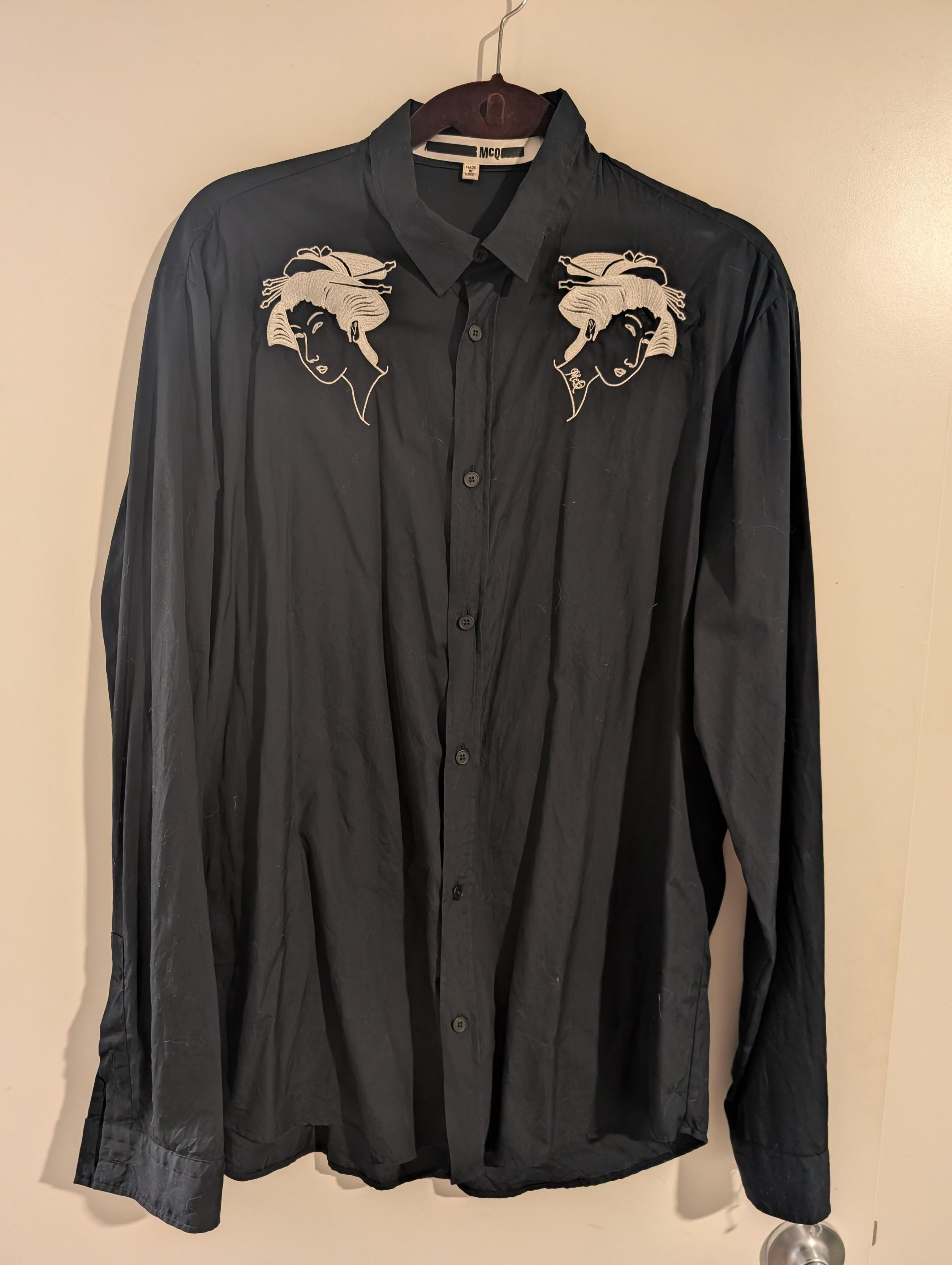 McQ Alexander McQueen Embroidered Cotton-Poplin Shirt