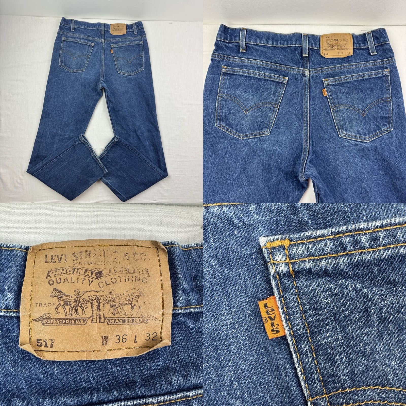 Levi's VINTAGE Levi's 517 Jeans Men 36x32 Denim 90s Orange Tab Bootcut USA 1990s Jeans Mens Size US 36 / EU 52 - 9 Thumbnail