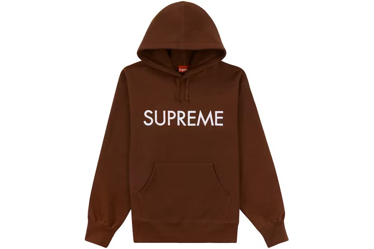 Supreme Capital Hooded Sweatshirt Dark Brown - Tops 