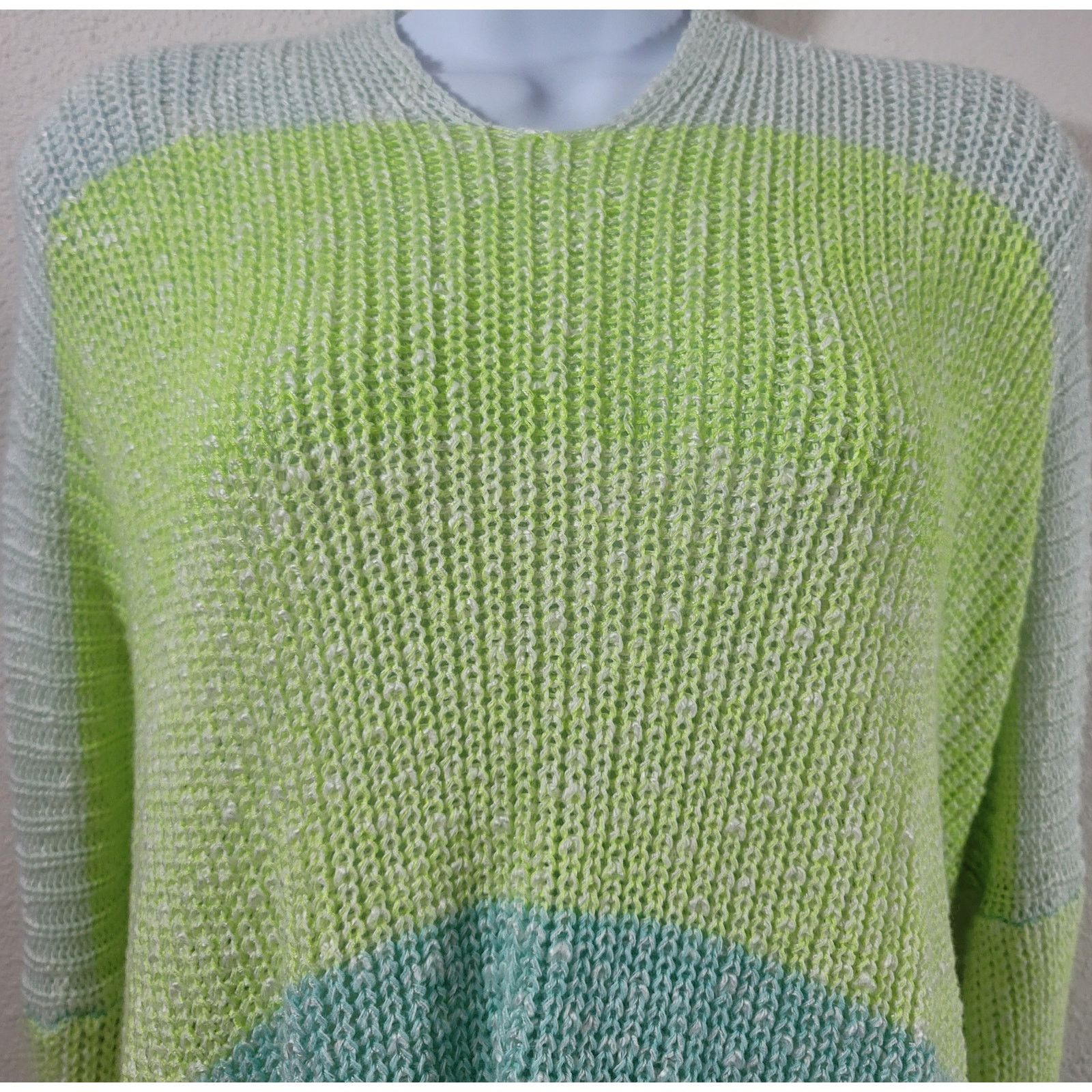 rue21 Rue 21 Green Blue Loose Knit Drop Shoulder Sweater L XL Size XL / US 12-14 / IT 48-50 - 5 Thumbnail