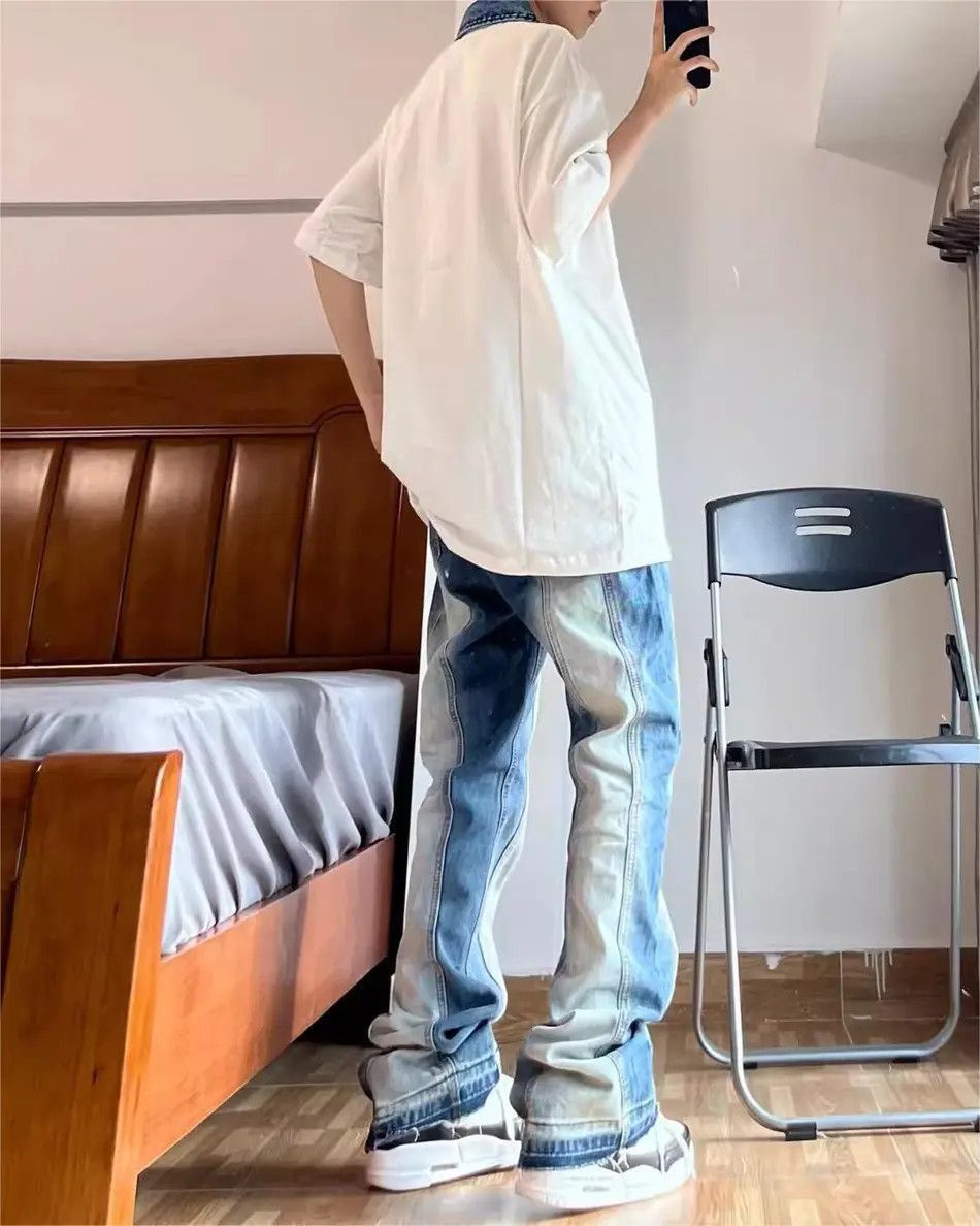 Japanese Brand Washed casual patchwork jeans Size US 32 / EU 48 - 4 Thumbnail