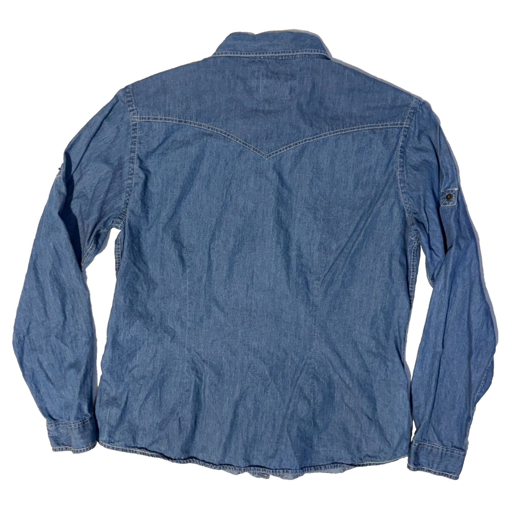 Vintage Panhandle Slim Shirt Denim Western Pearl Snap L Blue Plaid Long Sleeve Women's Regular Button-Up Collared Western Theme Vintage? No. Size L / US 10 / IT 46 - 6 Thumbnail