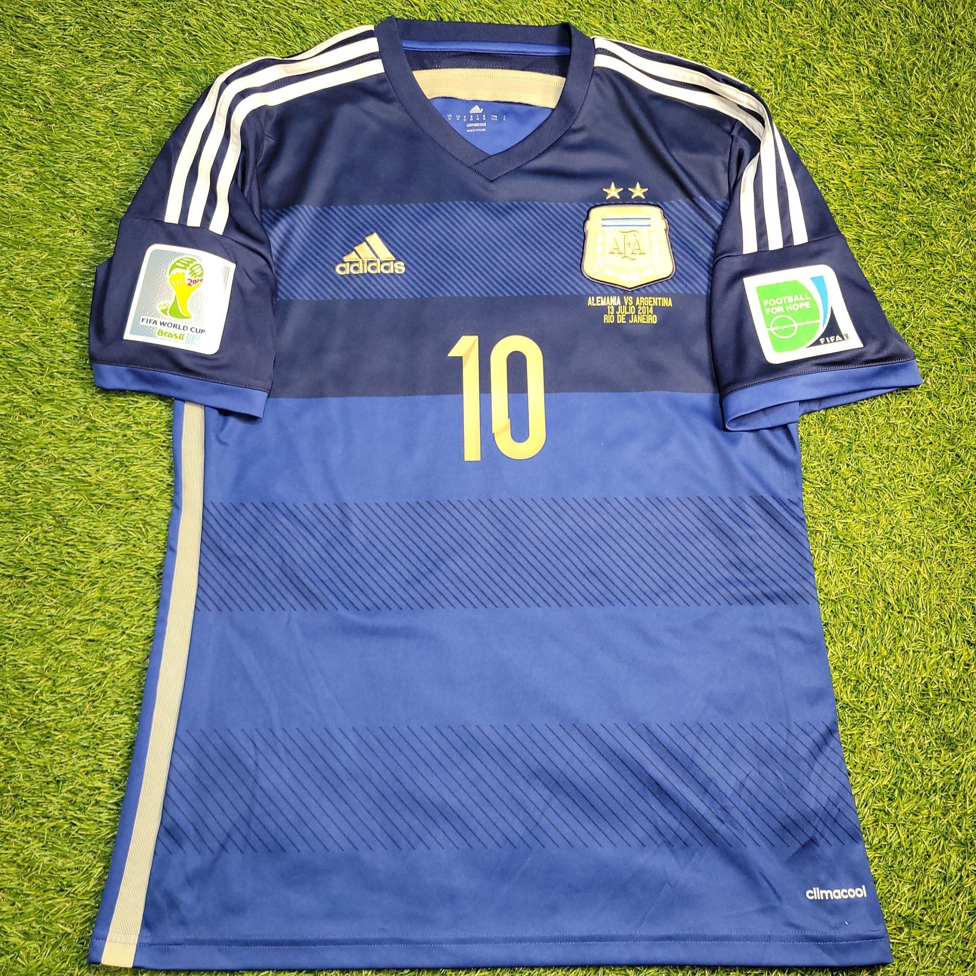 Messi Argentina 2014 WORLD CUP FINAL Away Soccer Jersey M