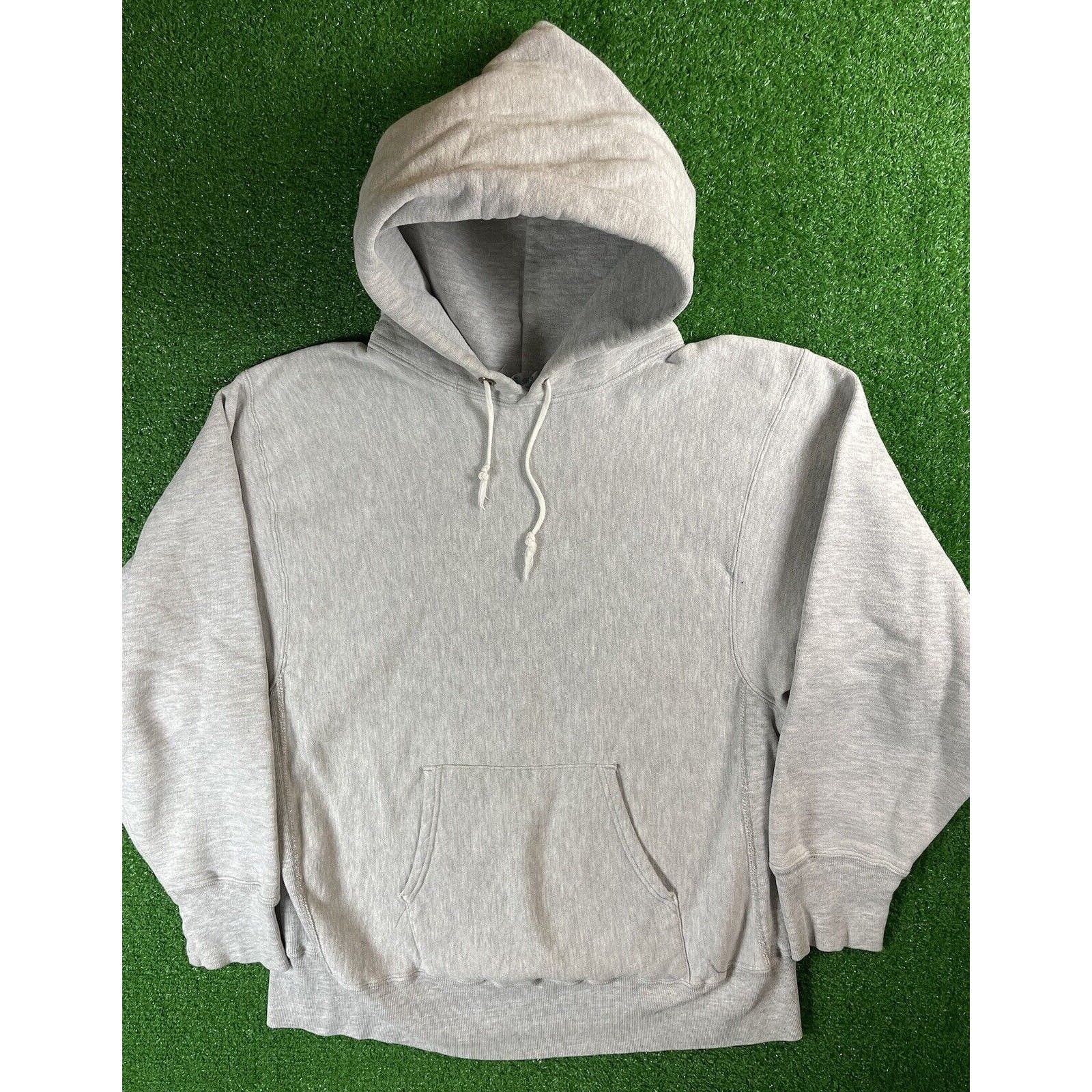 image of Vintage Champion Reverse Weave Large Hoodie Sweatshirt Usa in Grey, Men's