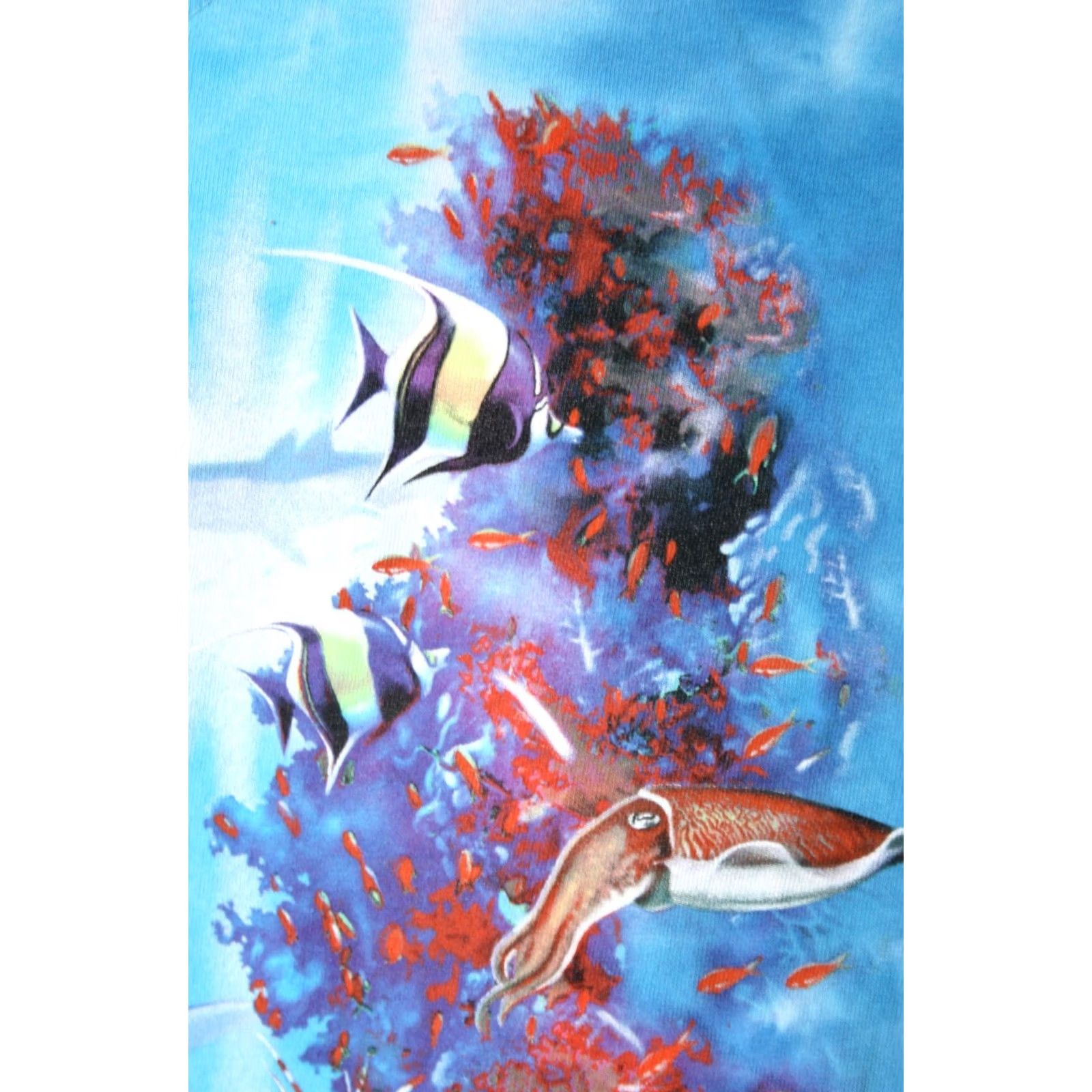 Liquid Blue LIQUID BLUE Aquatic Ecosystem Fish Sea Turtle Anemones Tie-Dye T-Shirt Sz. L Mens Short Sleeve Crew Neck Cotton Blue XS? No Size US L / EU 52-54 / 3 - 3 Thumbnail