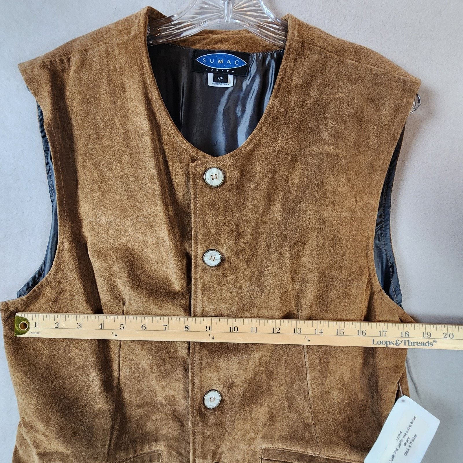 Other Sumac Canada Leather Suede Vest Men Large Brown 6-Button Size US L / EU 52-54 / 3 - 4 Thumbnail
