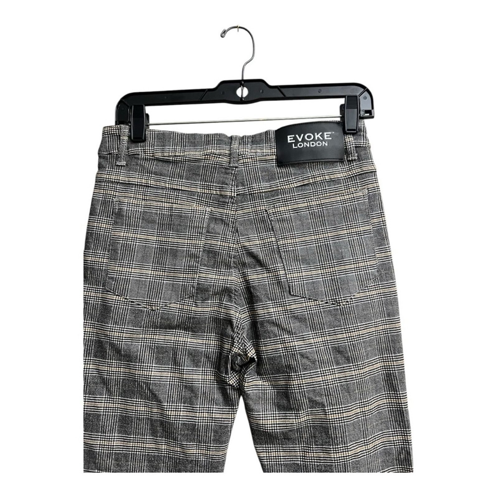 Vintage Evoke London Gray Black Ankle Pant Plaid Pattern Slim Fit 30 Size 30" / US 8 / IT 44 - 4 Thumbnail