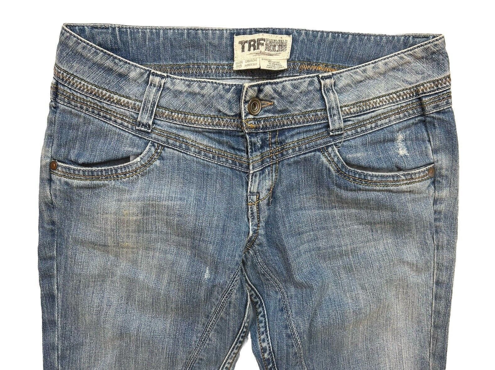 Designer Vintage Y2K Blue Jeans TRF Denim Skinny Low rise Panel Sz 4 Size 27" / US 4 / IT 40 - 4 Thumbnail