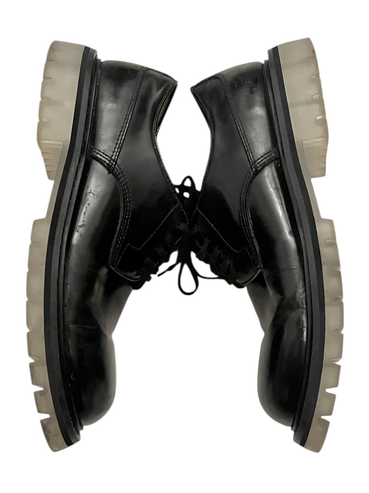 Bottega Veneta Bottega Veneta Clear Sole Polished Leather Derby Shoes Black Size US 8.5 / EU 41-42 - 1 Thumbnail