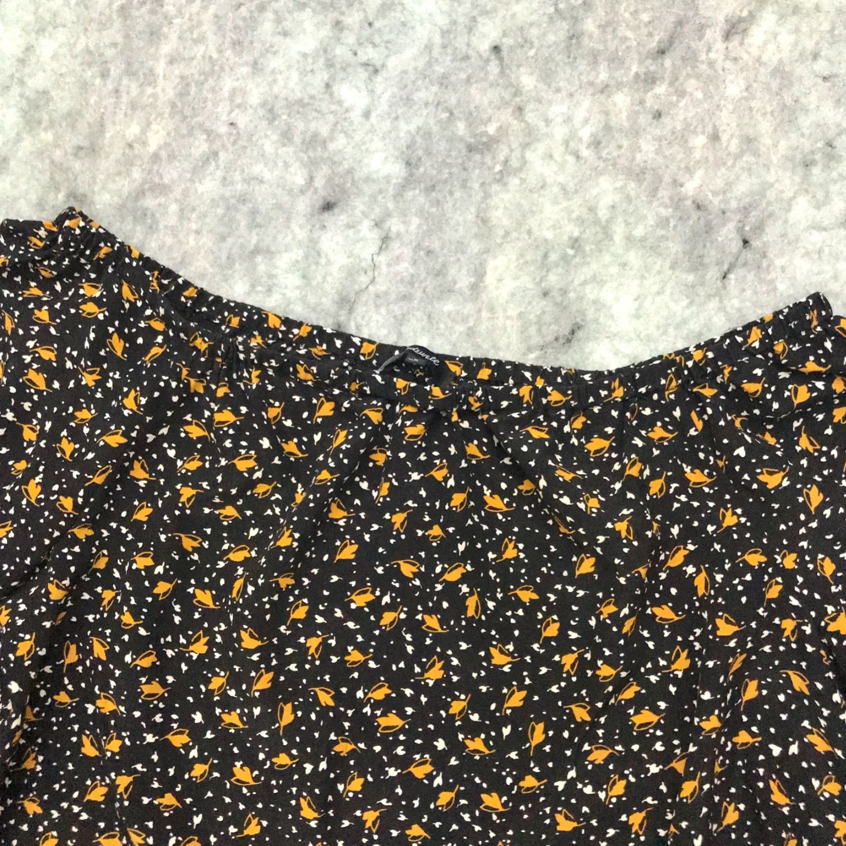 Madewell Madewell Womens Shirt Blouse Top 3/4 Sleeve Black Leaves Fall Tie Off-Shoulder Medium Womens Blouse Size M / US 6-8 / IT 42-44 - 3 Thumbnail
