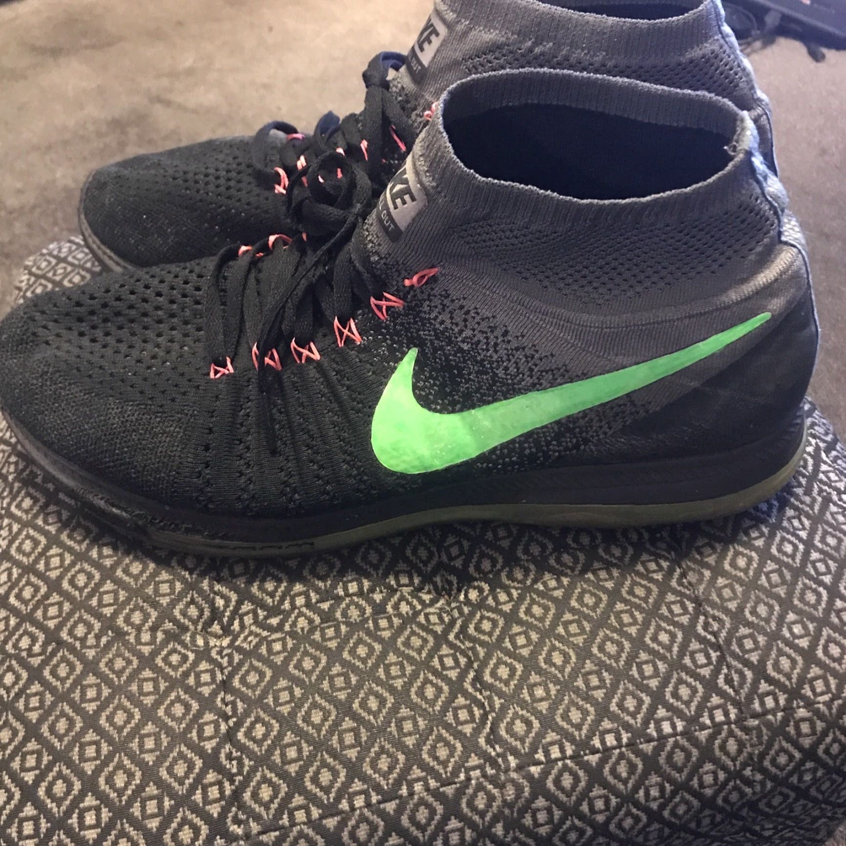 Nike VINTAGE Nike Zoom All Out Flyknit Black White Pink 844134-002 Men's Sz: 12.5 Sneaker Athletic Mens Shoes Running Gym Size US 13 / EU 46 - 3 Thumbnail