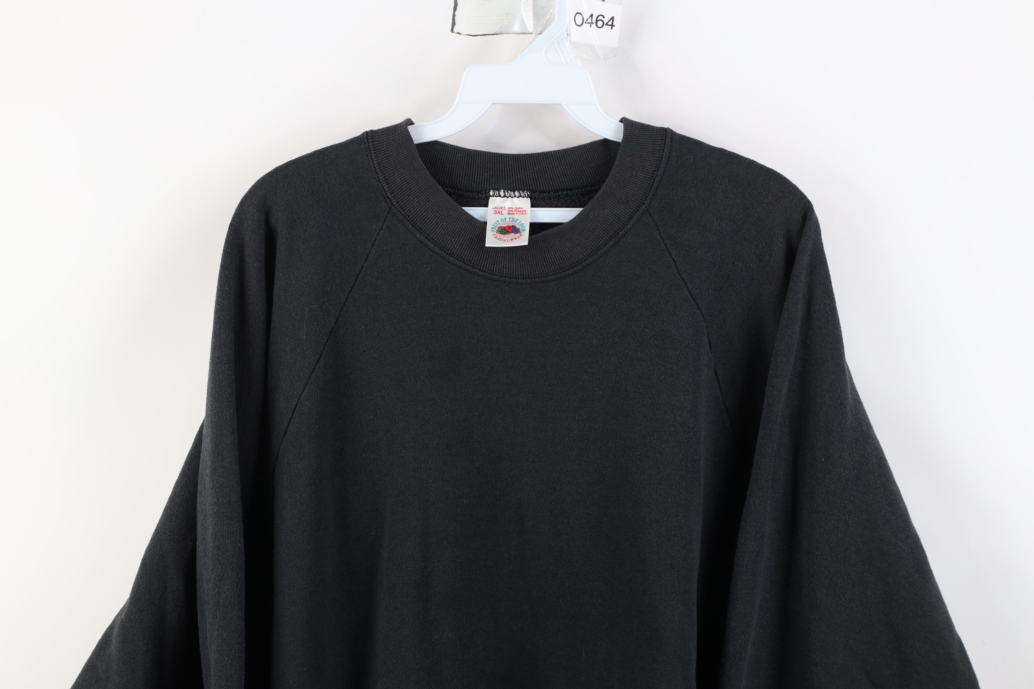 Vintage Vintage 90s Streetwear Blank Crewneck Sweatshirt Black USA Size 3XL / US 20-22 - 2 Thumbnail