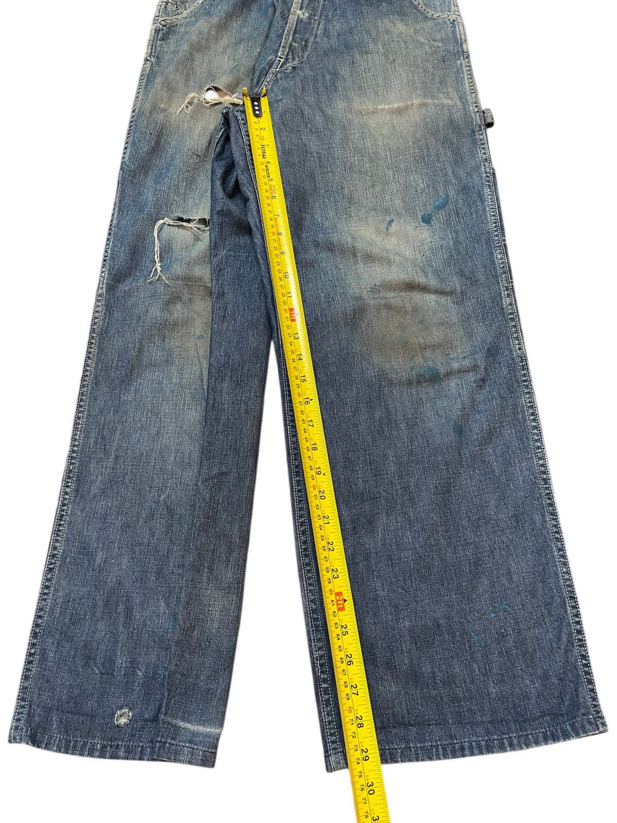 Post Overalls Vintage Japan Post Overall Mud Wash Style Ripped Baggy Jeans Size US 30 / EU 46 - 14 Thumbnail