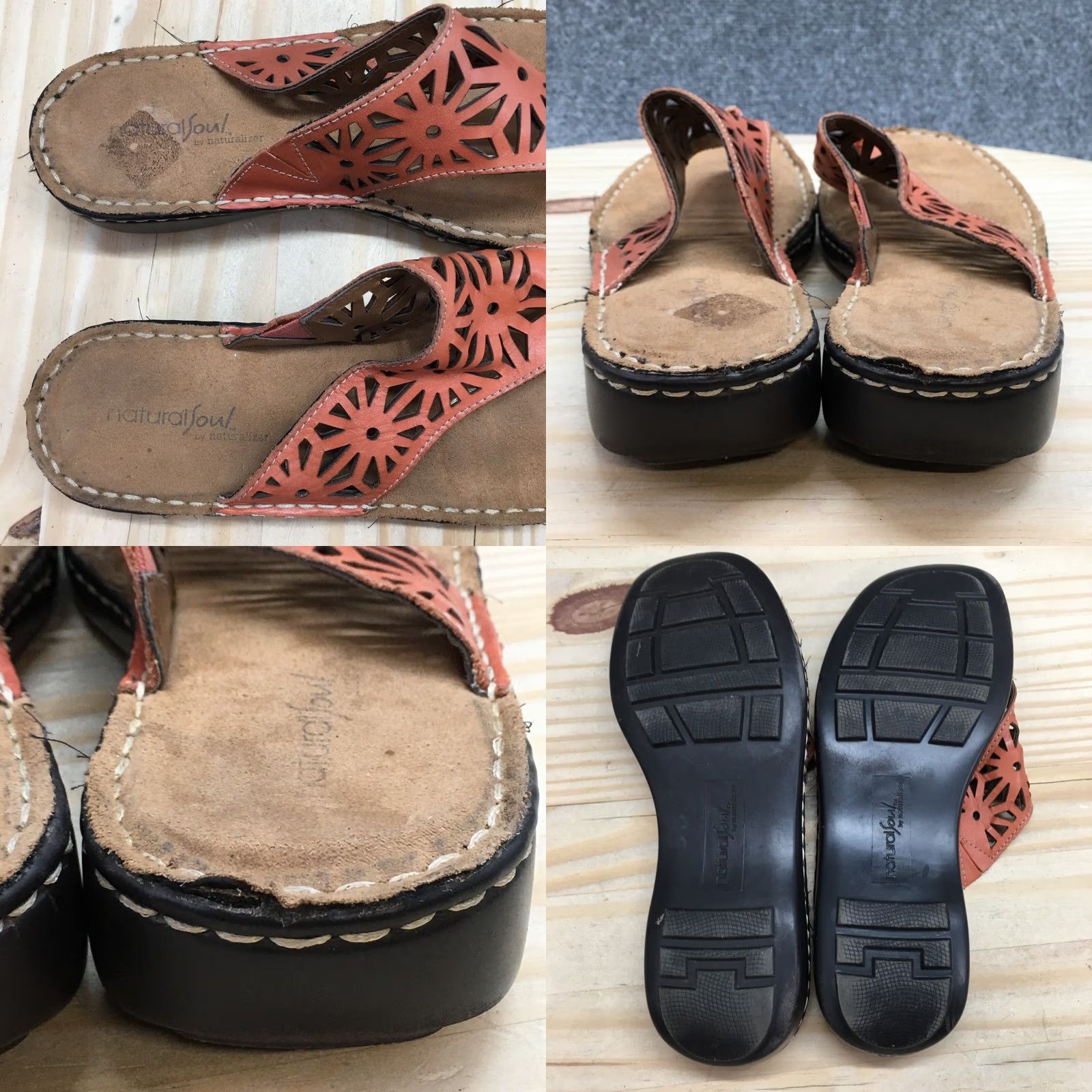 Naturalizer Natural Soul Naturalizer Sandal Womens 9.5M Orange Calista Thong Leather Shoes Size US 10 / IT 40 - 8 Thumbnail