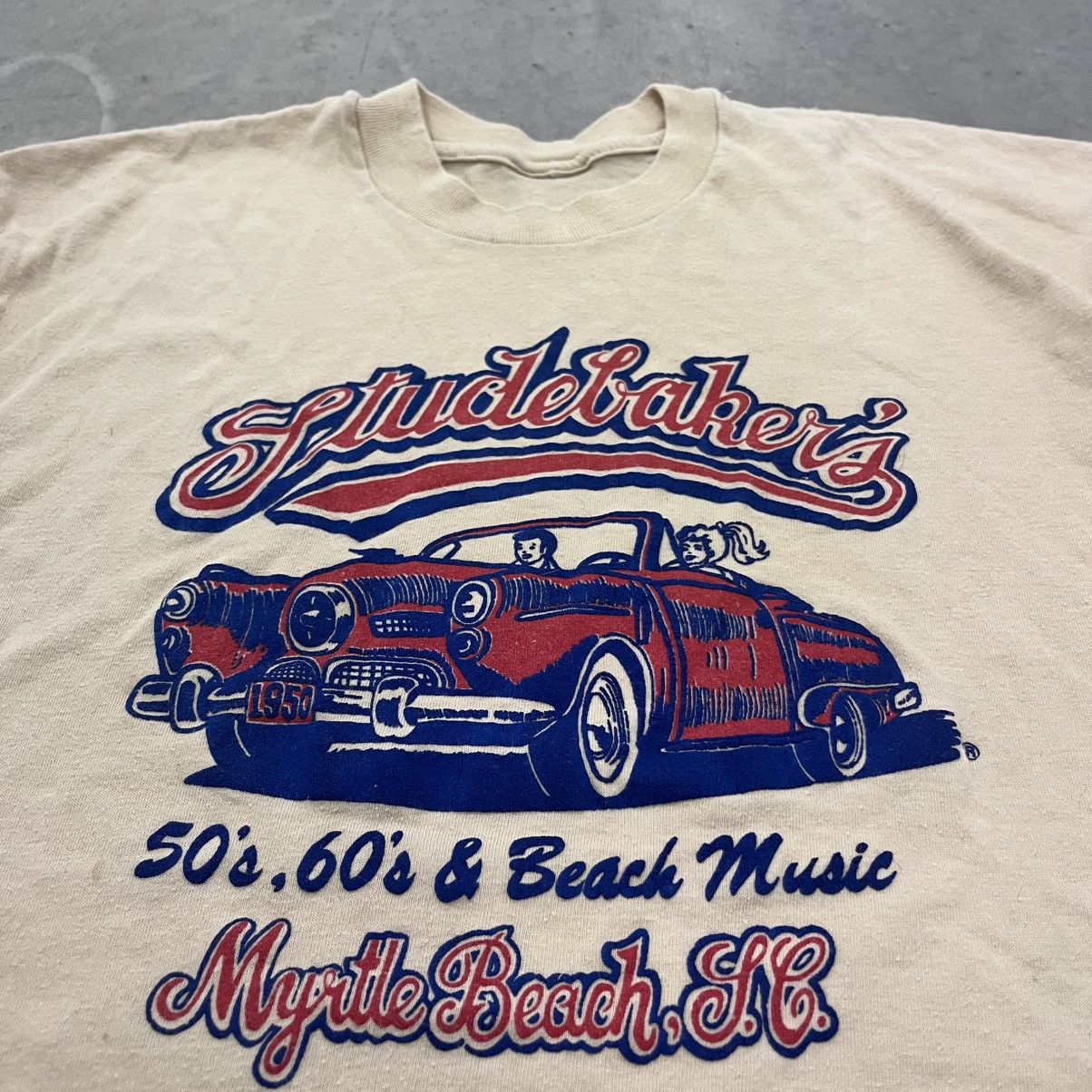 Vintage CRAZY Vintage 1980s Myrtle Beach Music Radio 50's XL Beige Size US XL / EU 56 / 4 - 1 Thumbnail