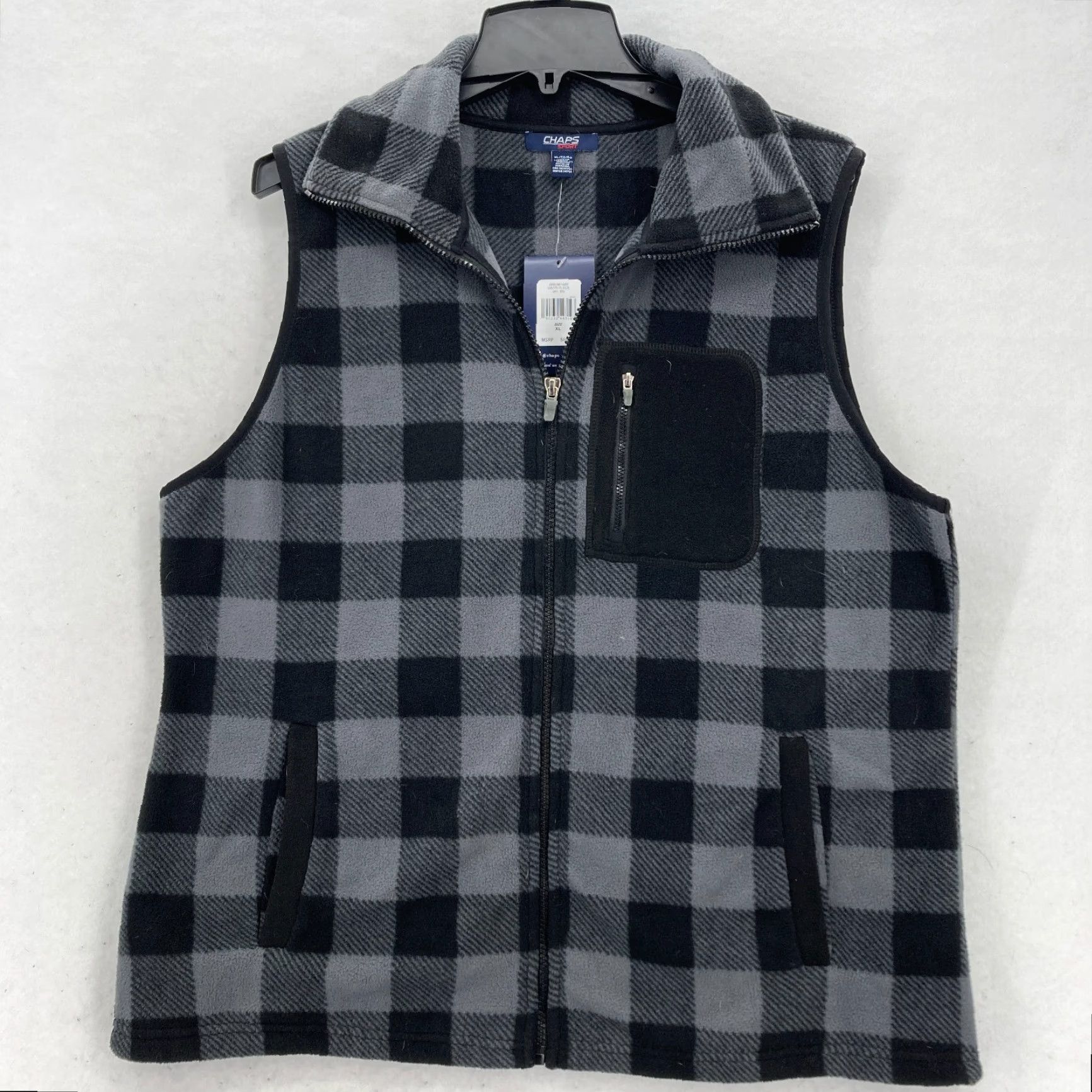 Chaps Chaps Sport Fleece Full Zip Vest Mens XL Gray Plaid Pockets Outdoors NWT Size US XL / EU 56 / 4 - 2 Thumbnail