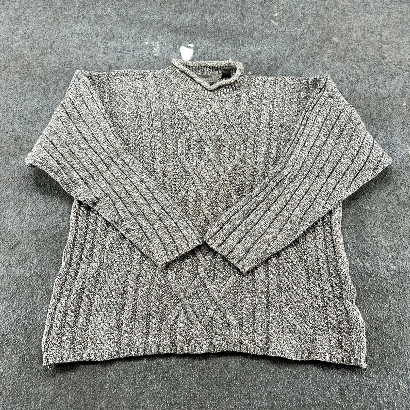 Vintage VINTAGE Structure Sweater Mens XL Brown Cable-Knit Cotton Wool Pullover 90s Season Fall Winter Men Size US XL / EU 56 / 4 - 2 Thumbnail