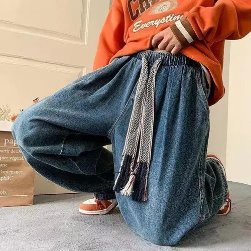 VIBE Retro loose high street hip hop drawstring straight jeans Size US 32 / EU 48 - 2 Thumbnail