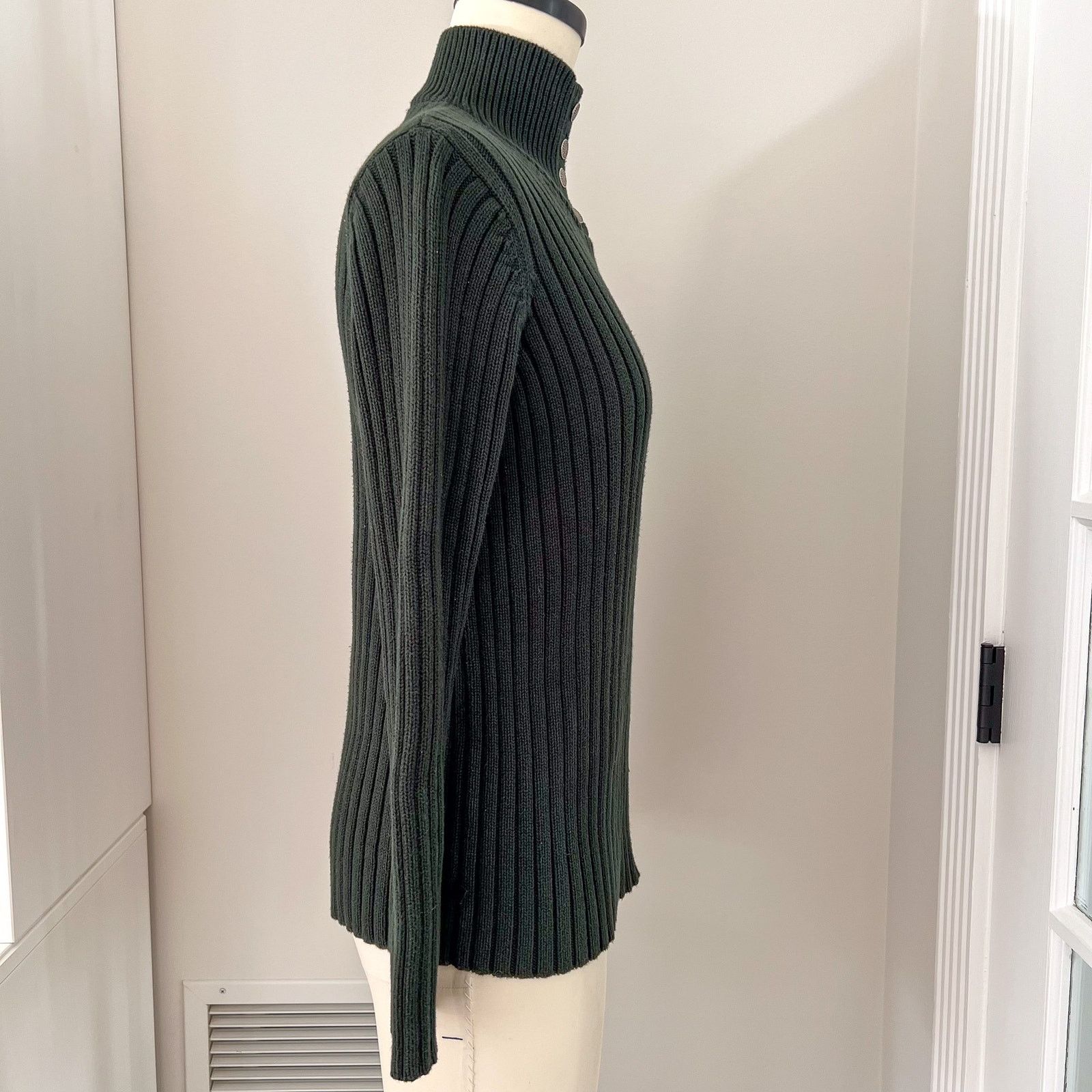 Lauren Ralph Lauren Ralph Lauren Sz S Green Turtleneck Sweater Silver Buttons Size S / US 4 / IT 40 - 7 Thumbnail