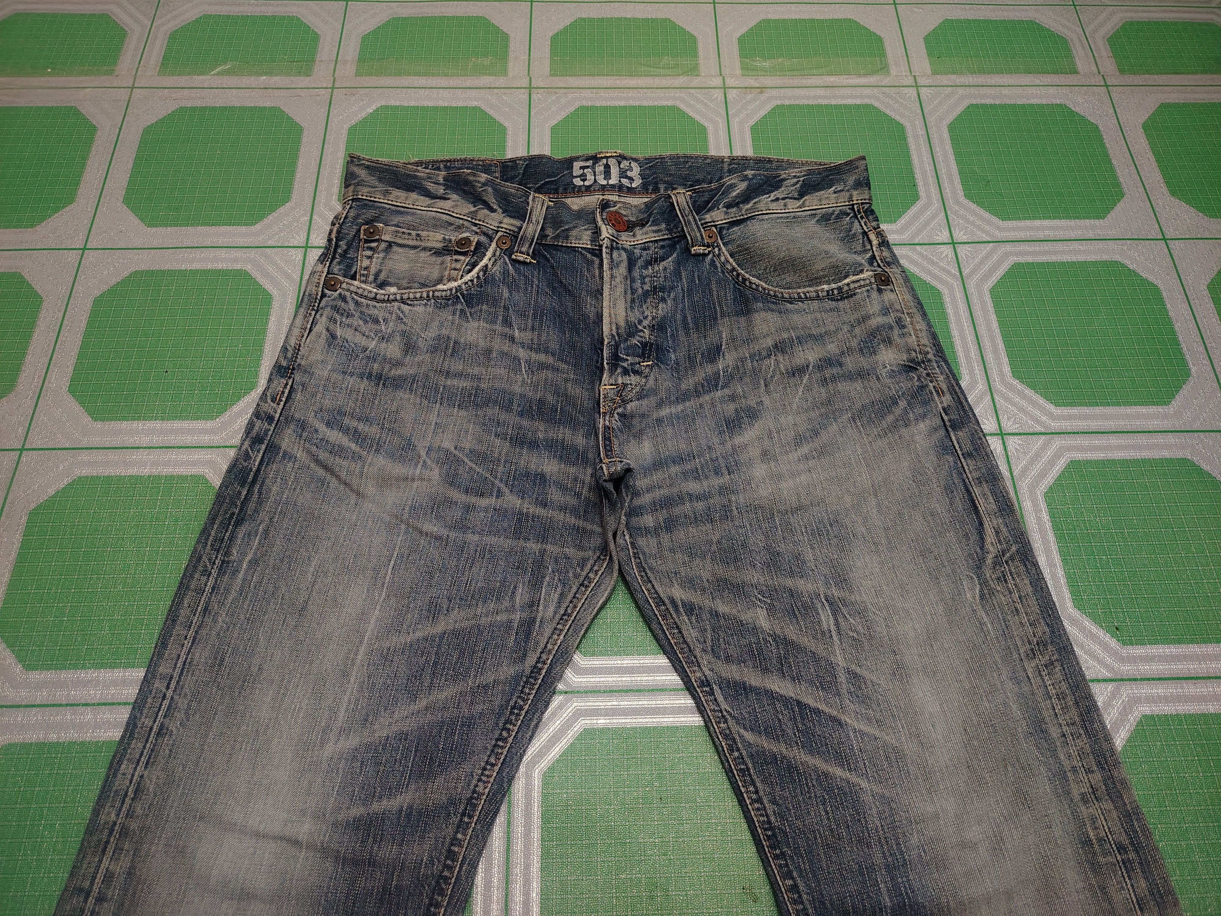 Who Decides War Japanese Edwin 503 Blue Trip Distressed Jeans Size US 34 / EU 50 - 5 Thumbnail